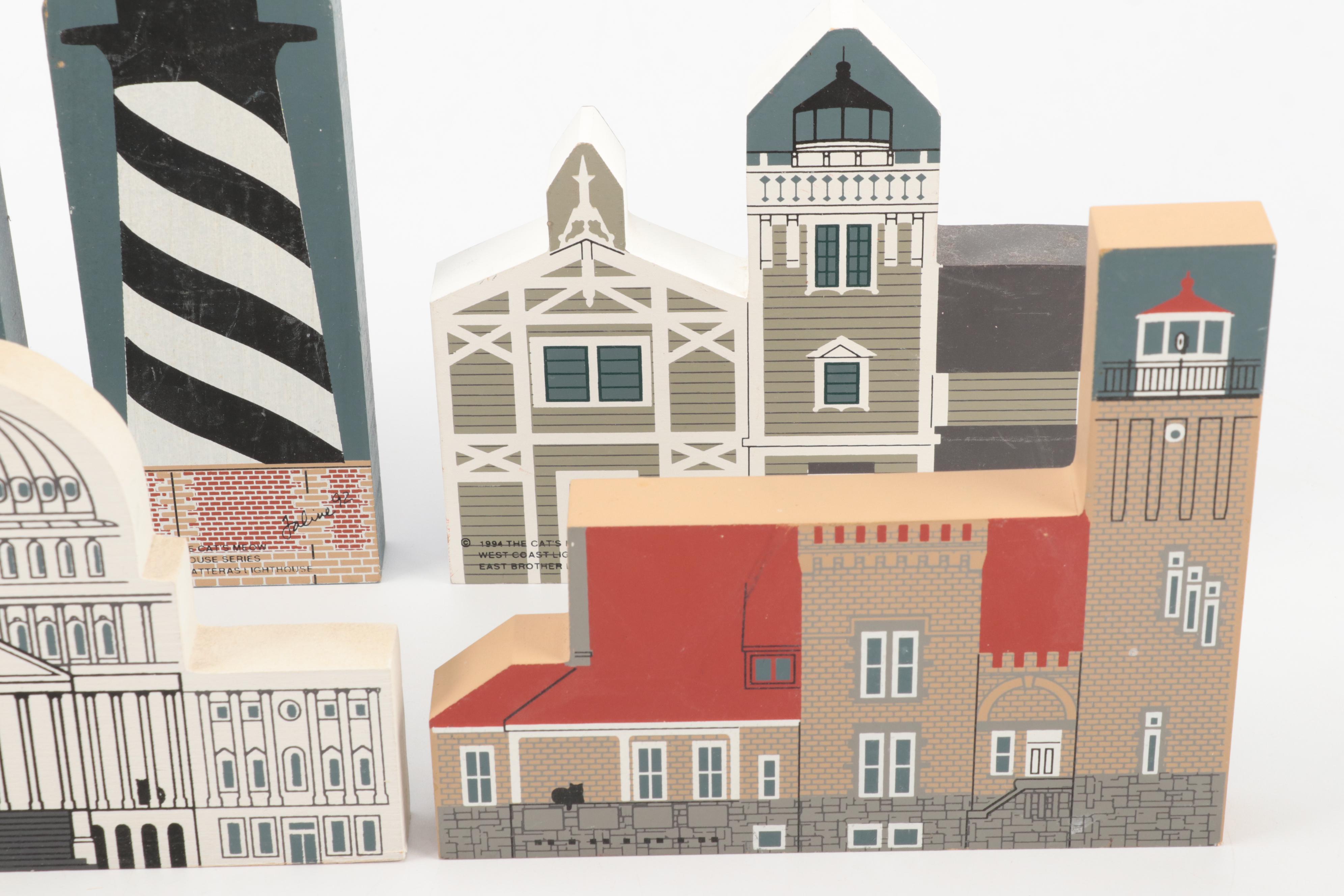 The Cat's Meow with Other Lighthouses and More Wooden Souvenir Figures