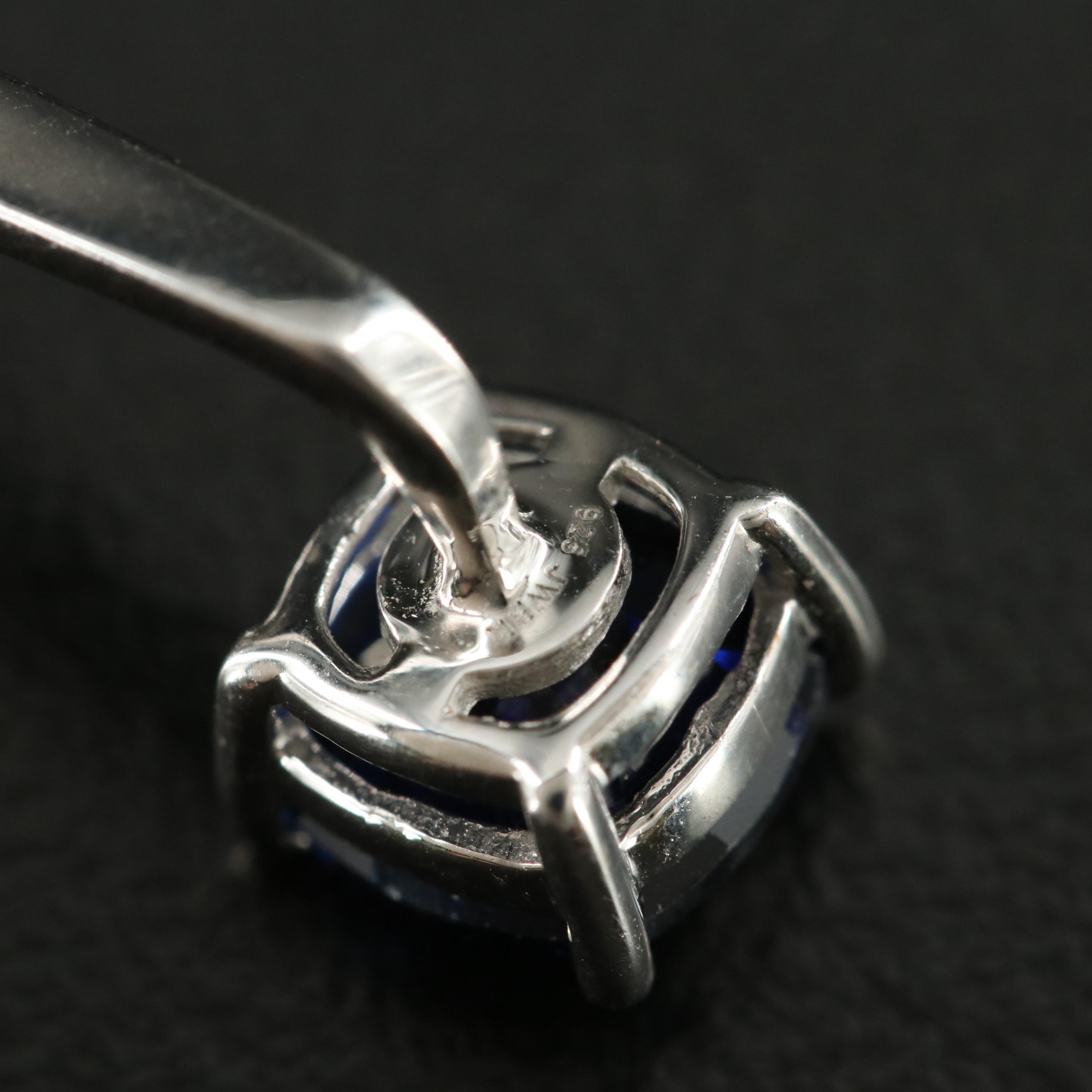 Sterling White Sapphire Stud Earrings with Sapphire Enhancers