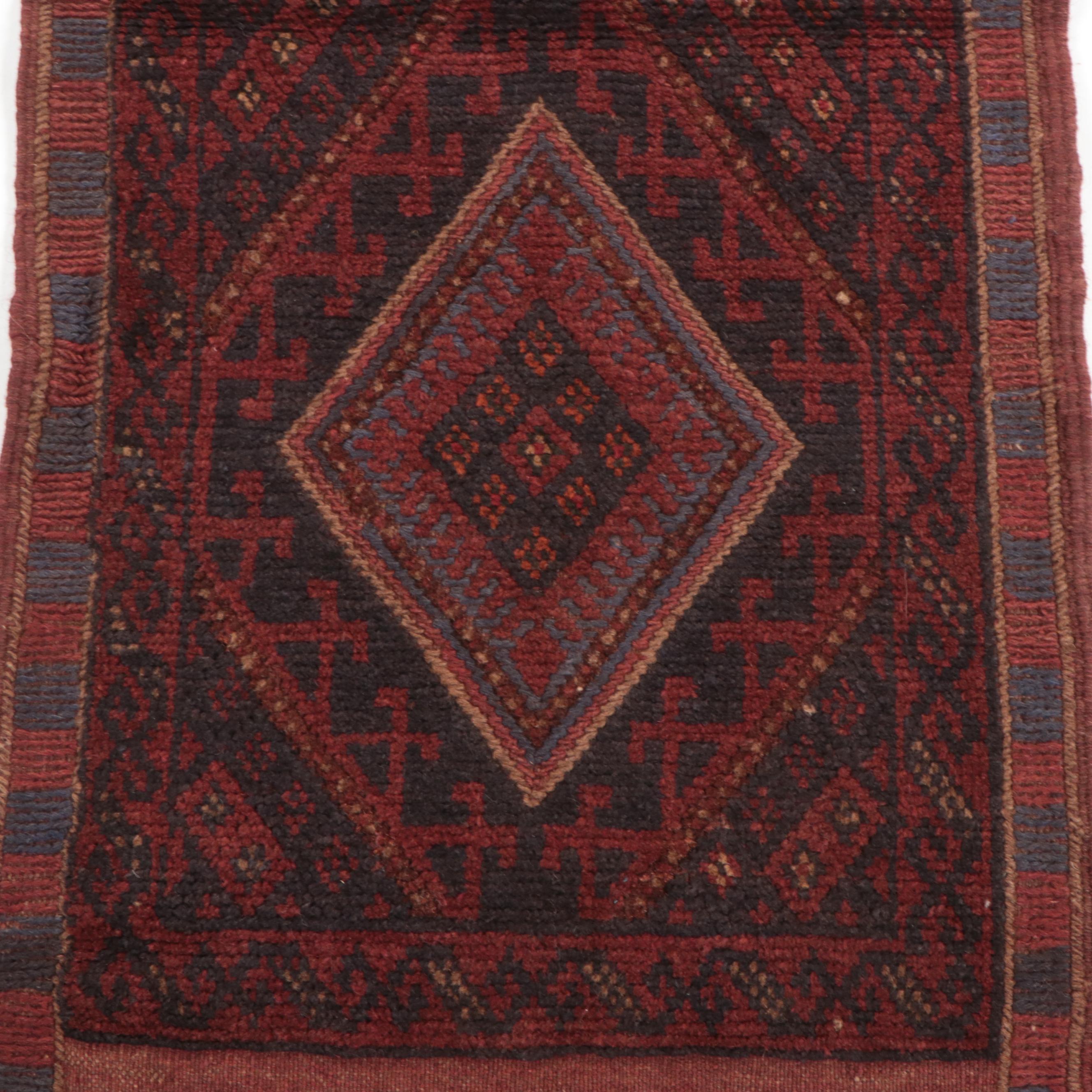 1'11 x 8' Hand-Knotted Afghan Mixed Technique Carpet Runner