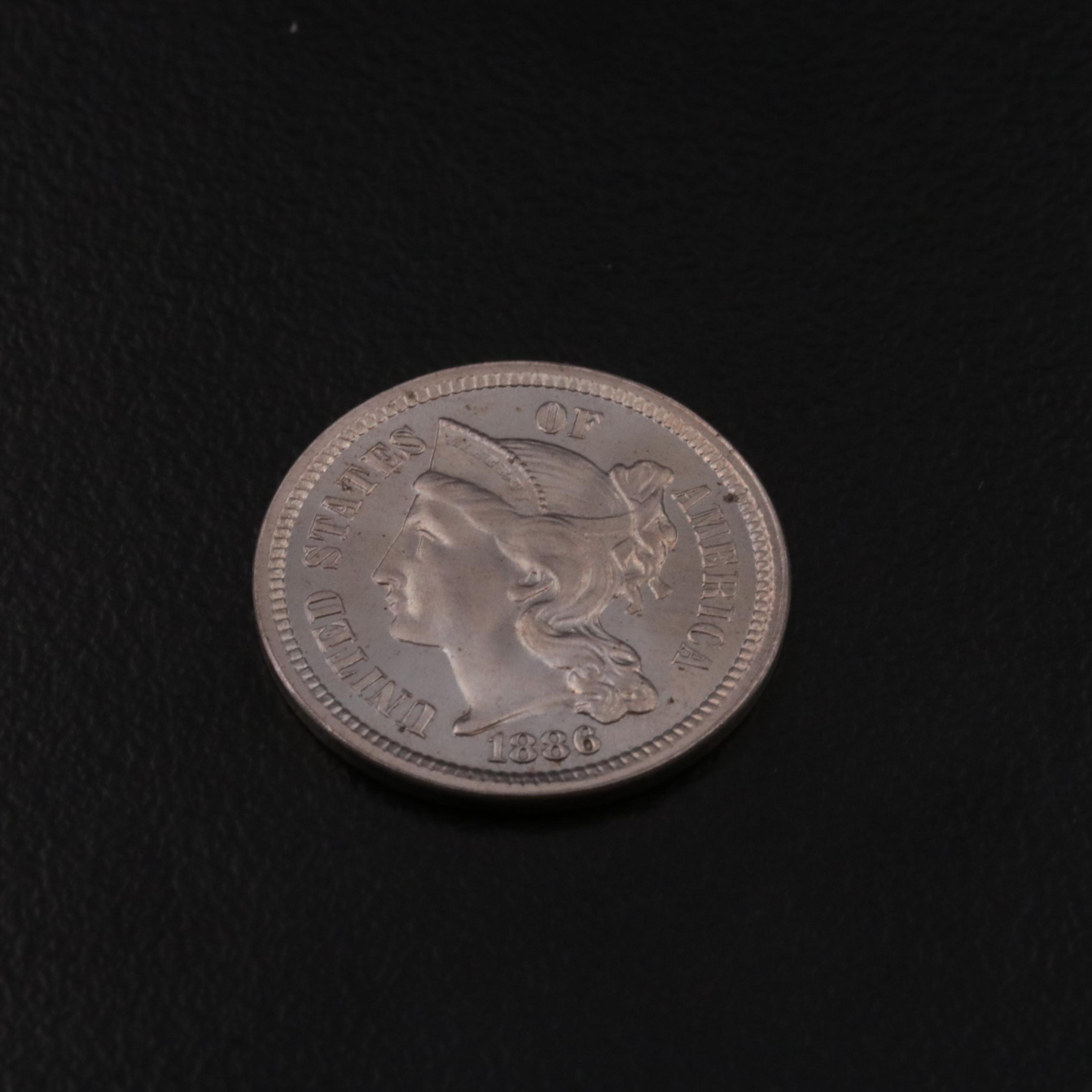 1886 Liberty Head 3-Cent Nickel Proof Coin