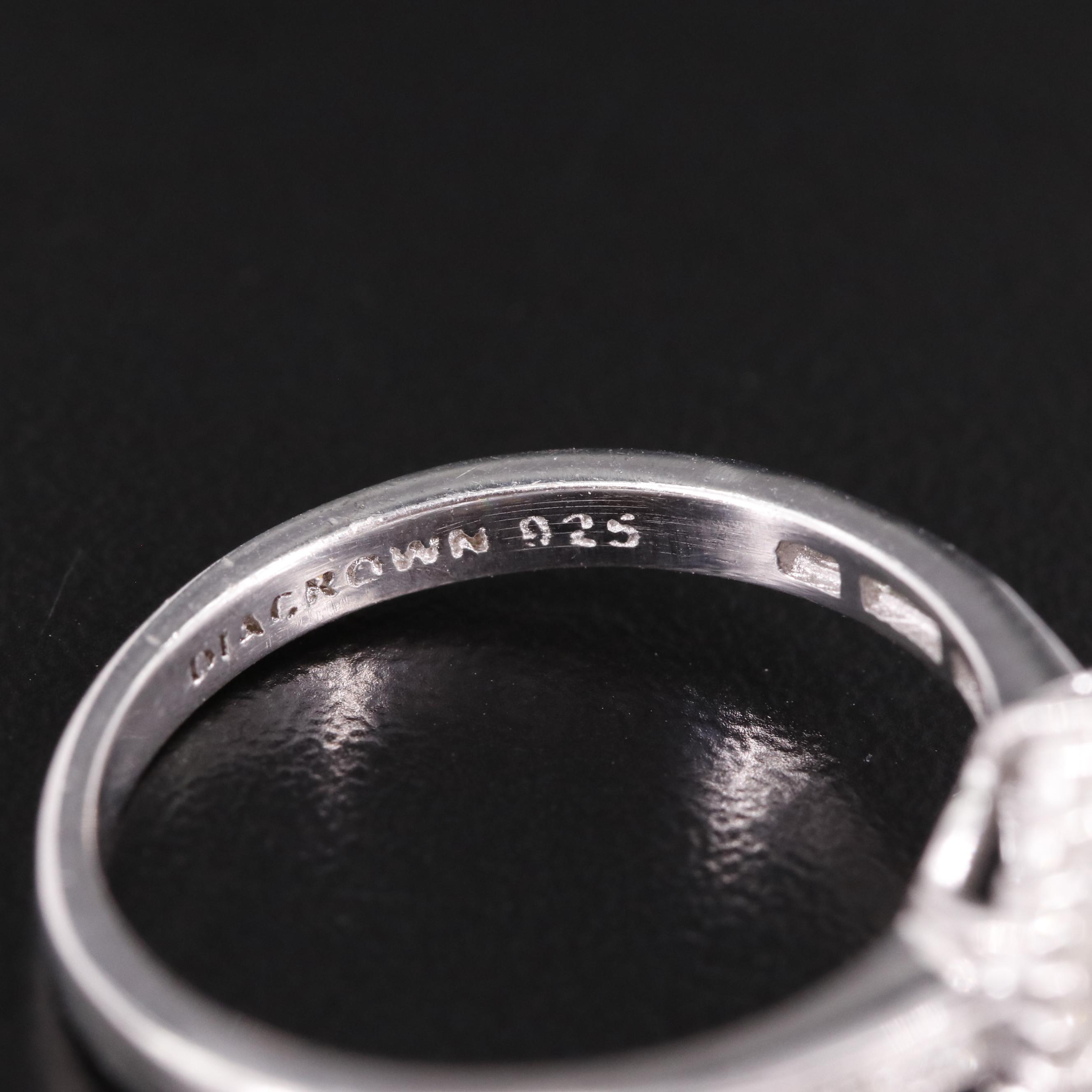 Sterling Diamond Halo Ring