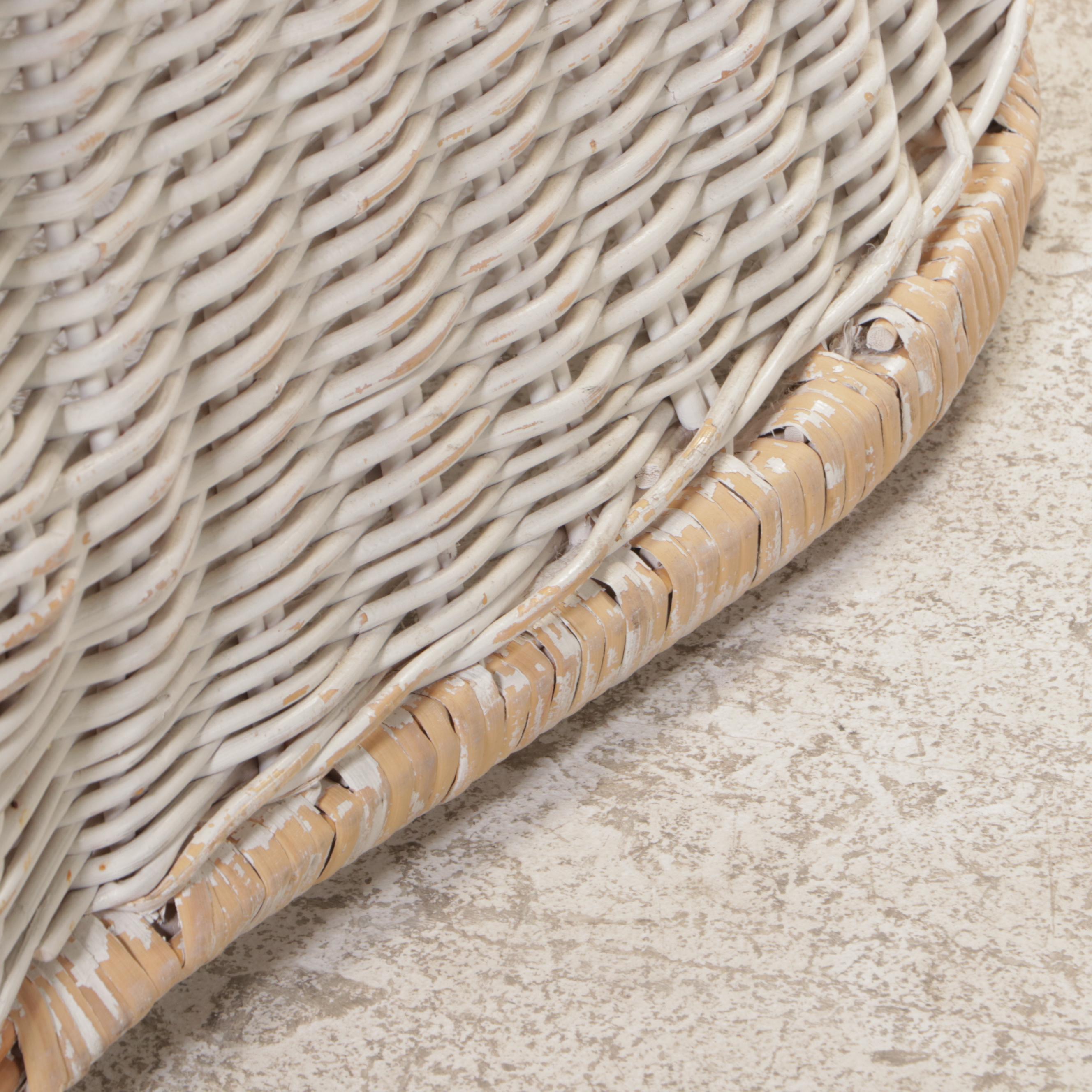 Three Wicker and Upholstered Armchairs