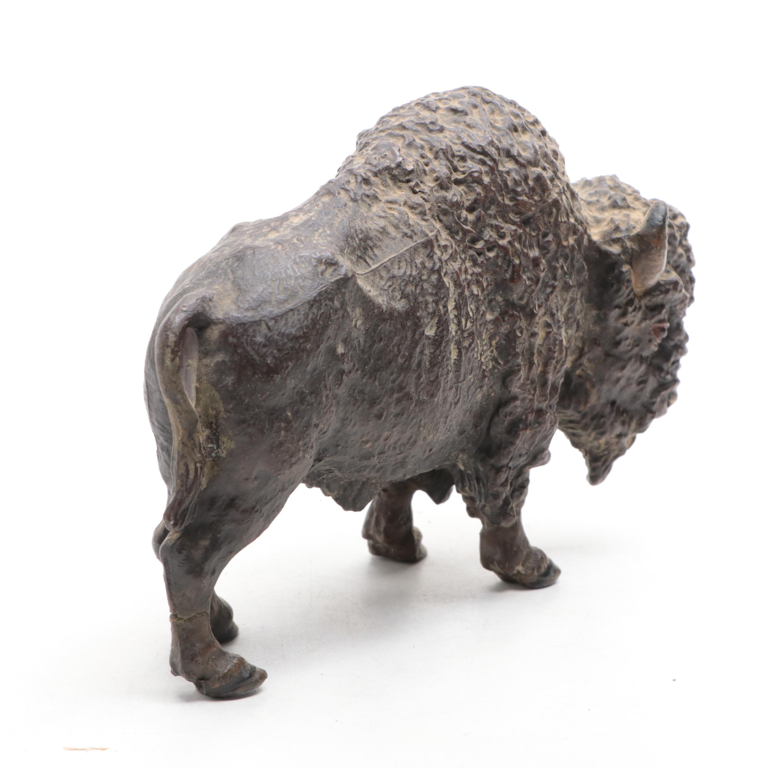 Bronzed Metal Bison Figurine