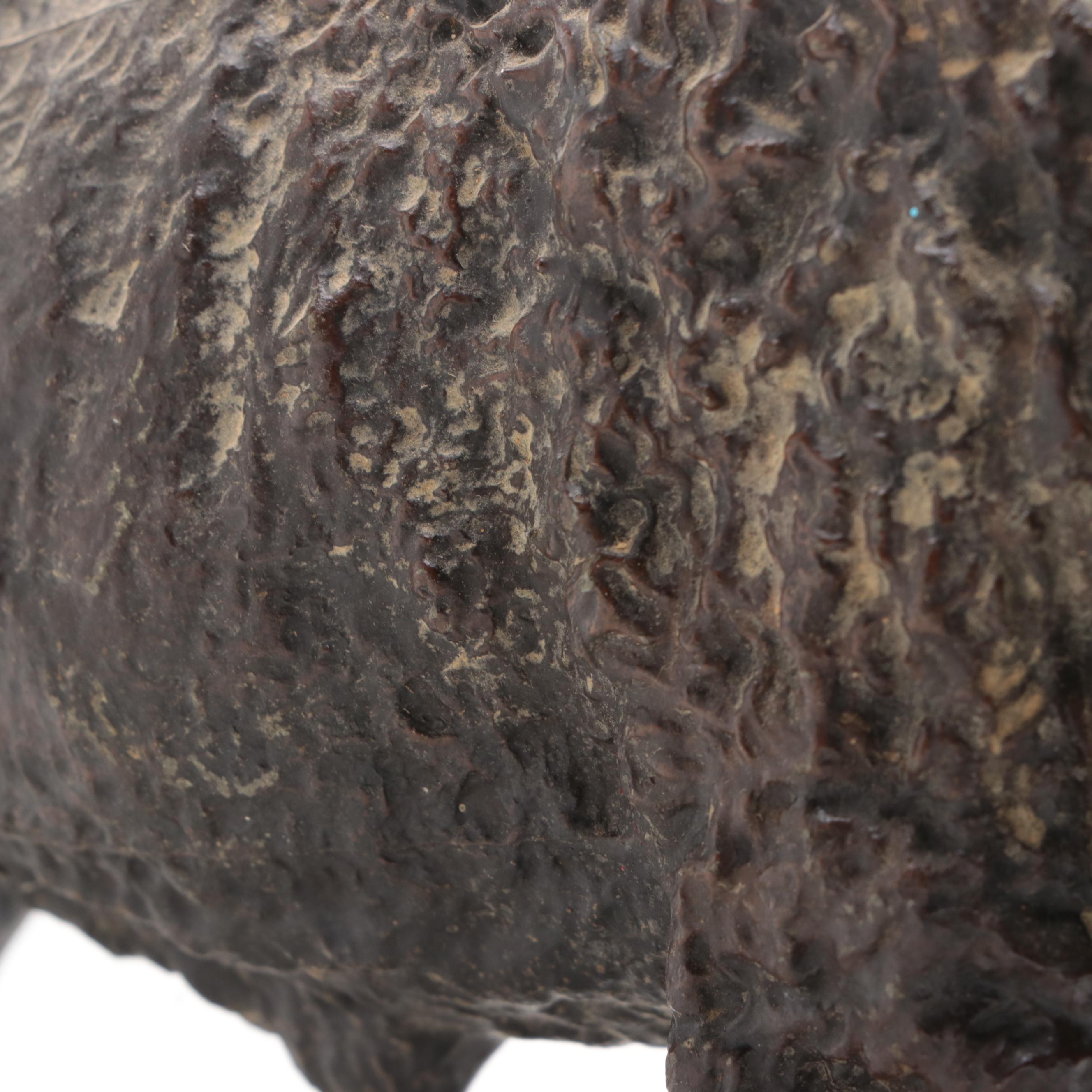 Bronzed Metal Bison Figurine