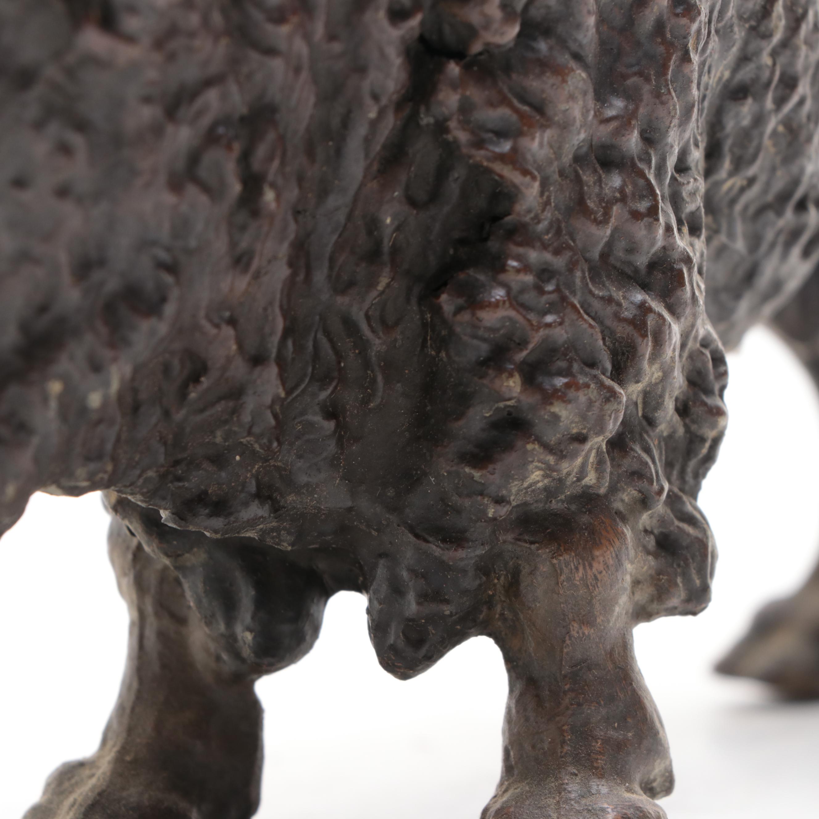 Bronzed Metal Bison Figurine