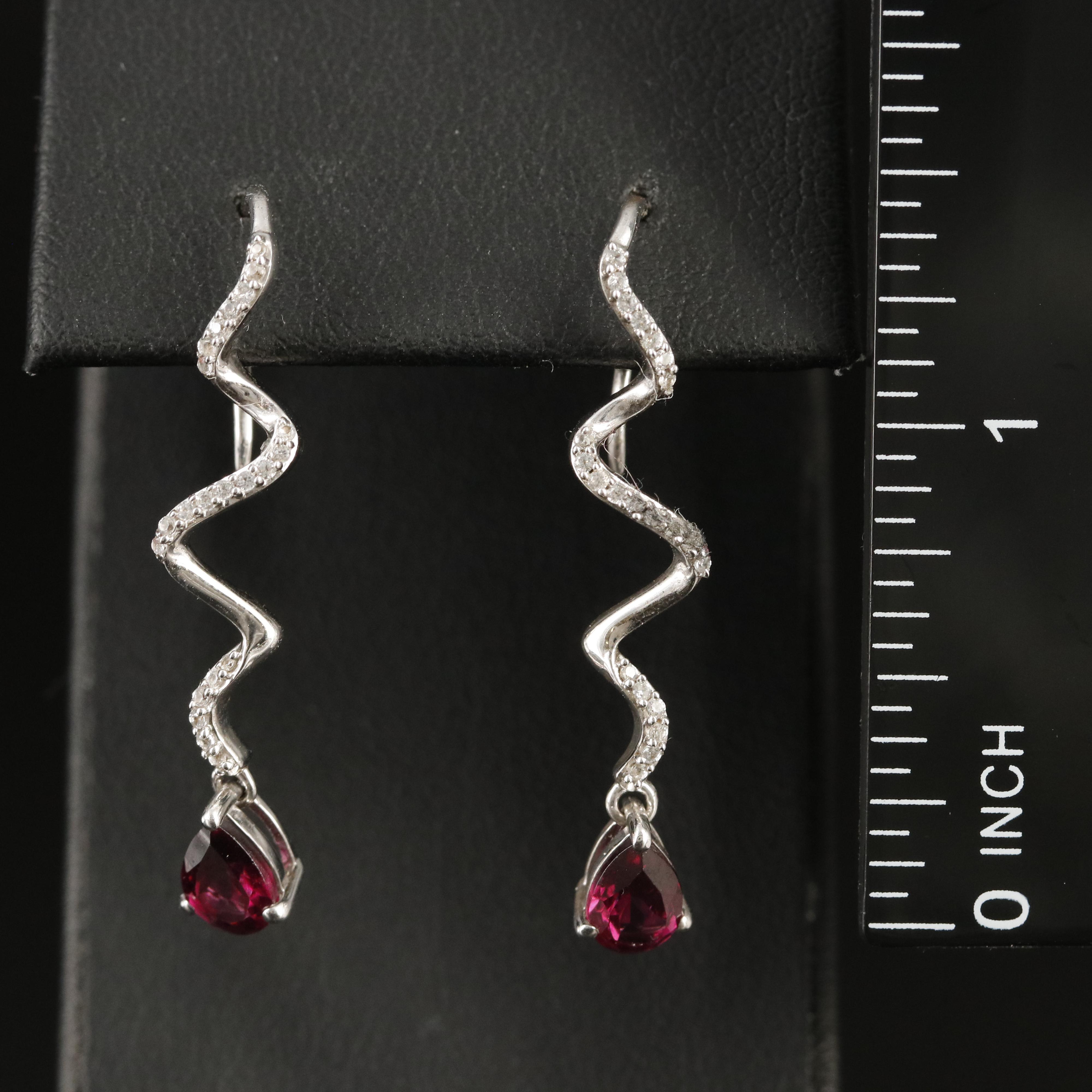 Sterling Garnet and White Sapphire Earrings
