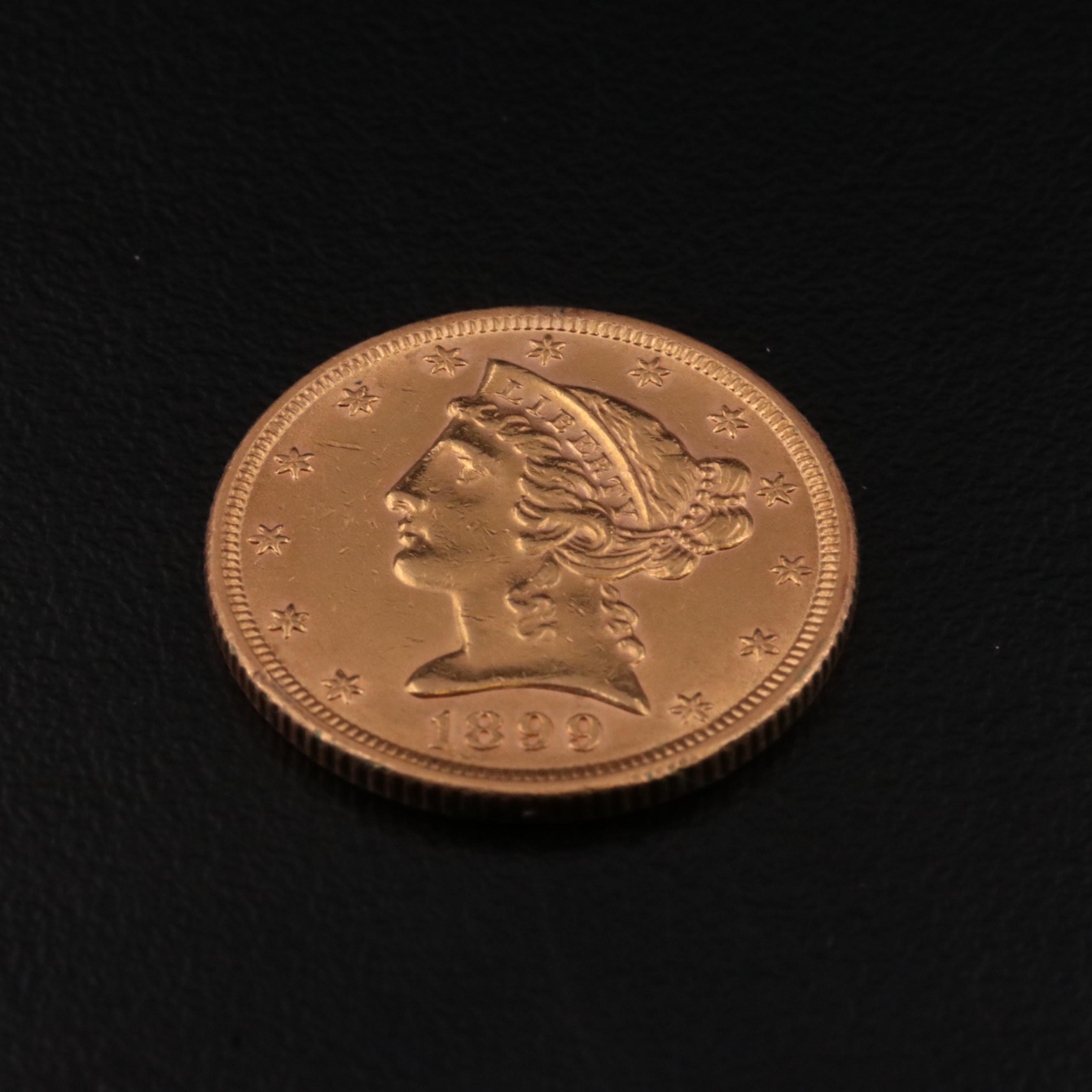 1899 Liberty Head $5 Half Eagle Gold Coin