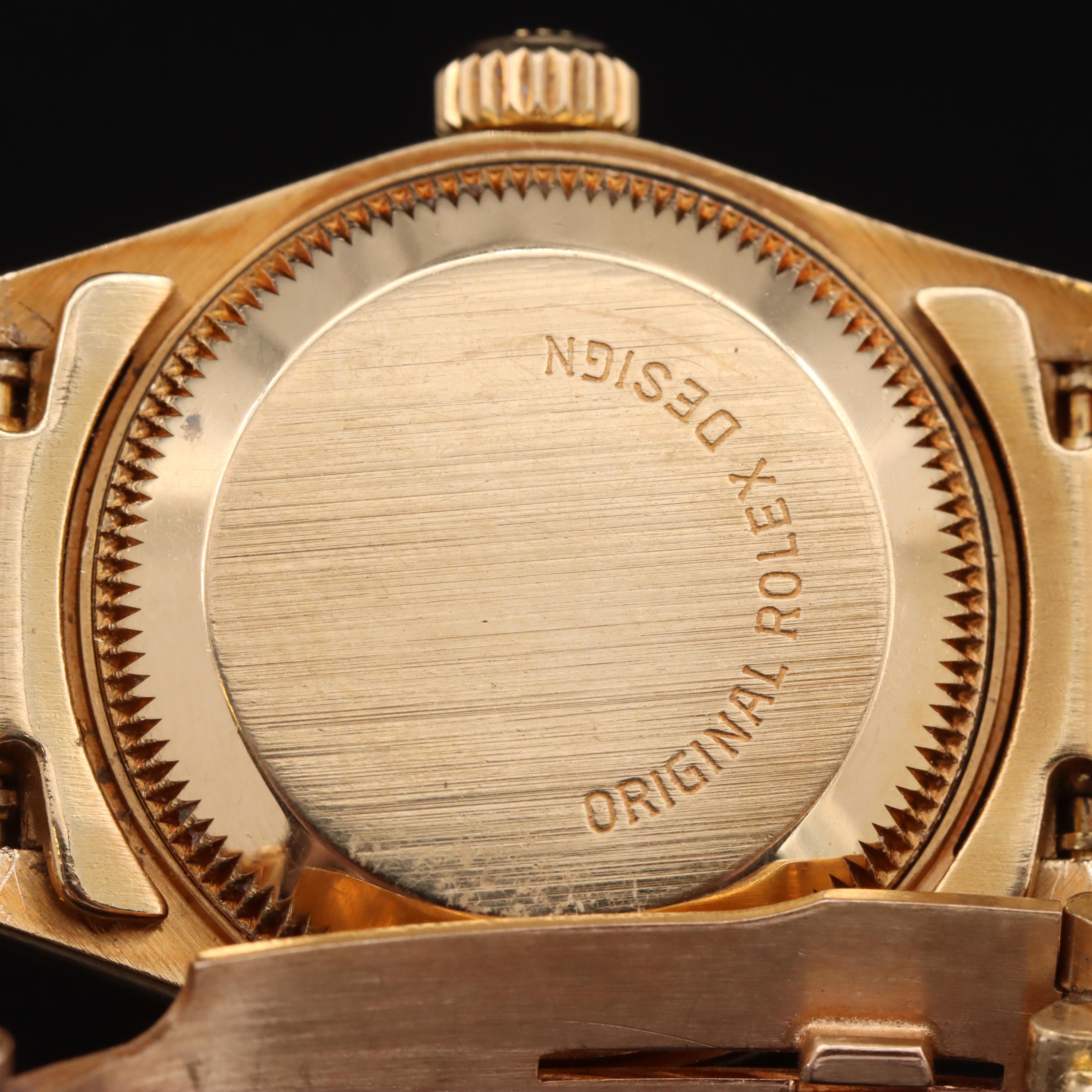 18K Rolex Houndstooth Diamond Dial Datejust Watch with President Watch Band