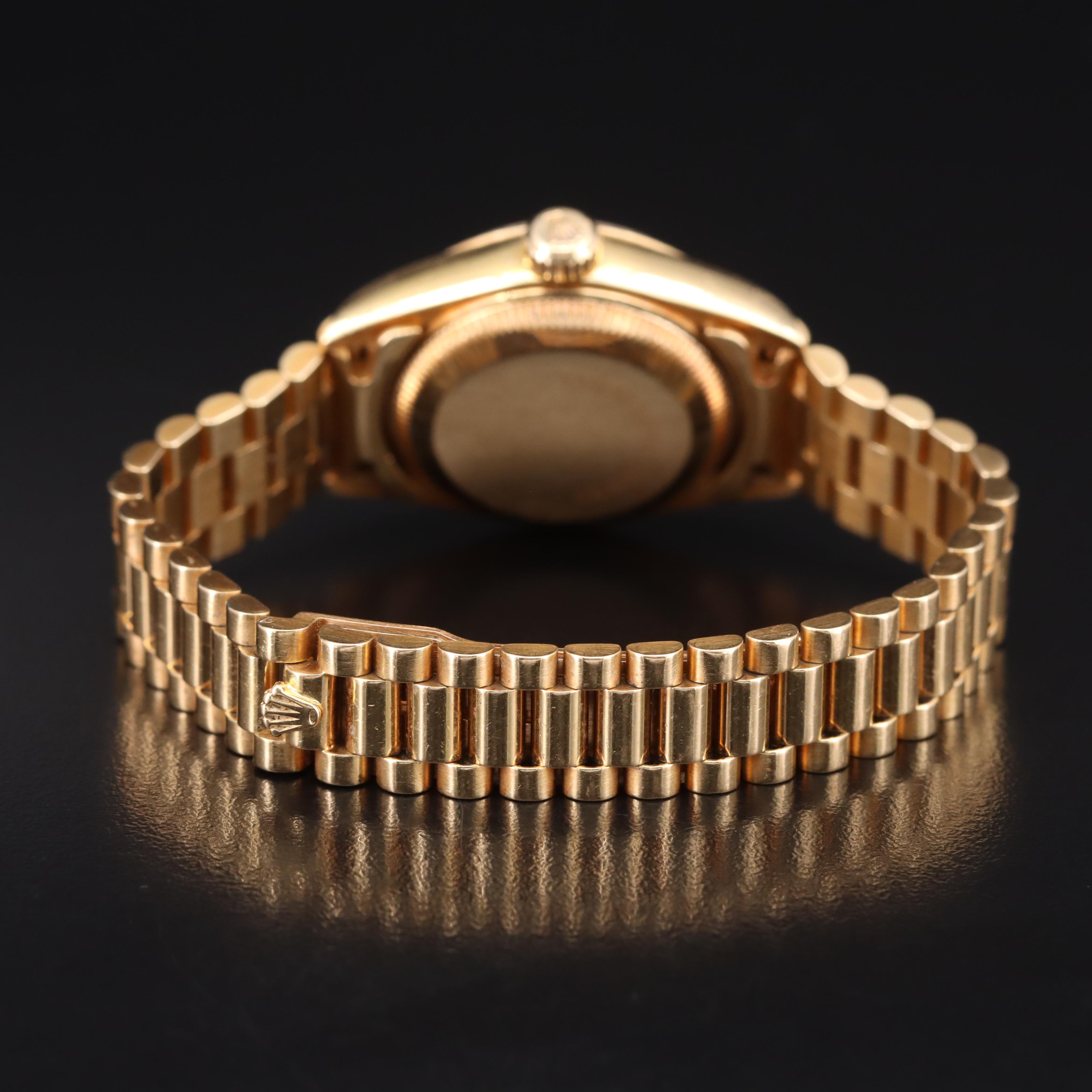 18K Rolex Houndstooth Diamond Dial Datejust Watch with President Watch Band