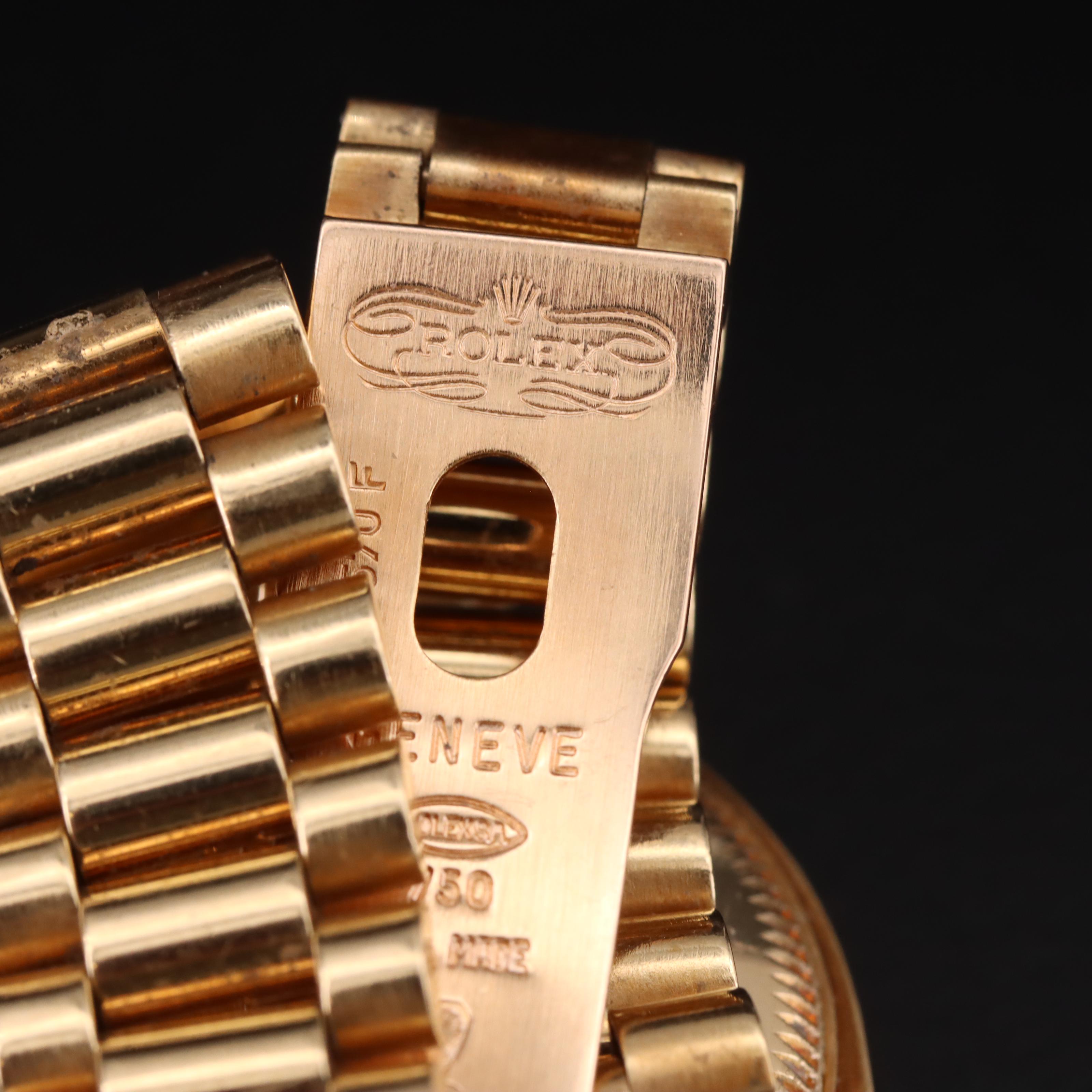 18K Rolex Houndstooth Diamond Dial Datejust Watch with President Watch Band