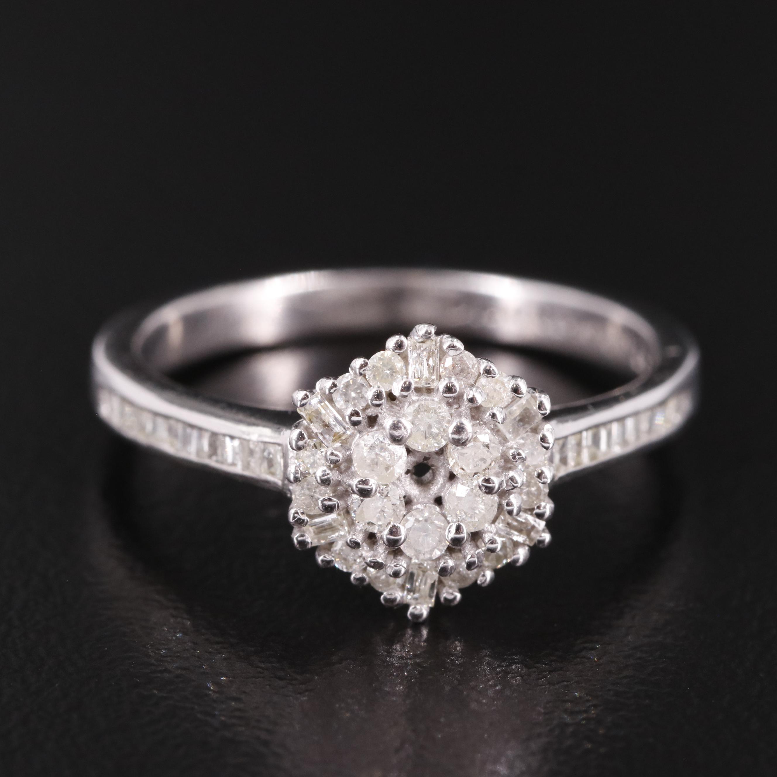 Sterling Diamond Halo Ring