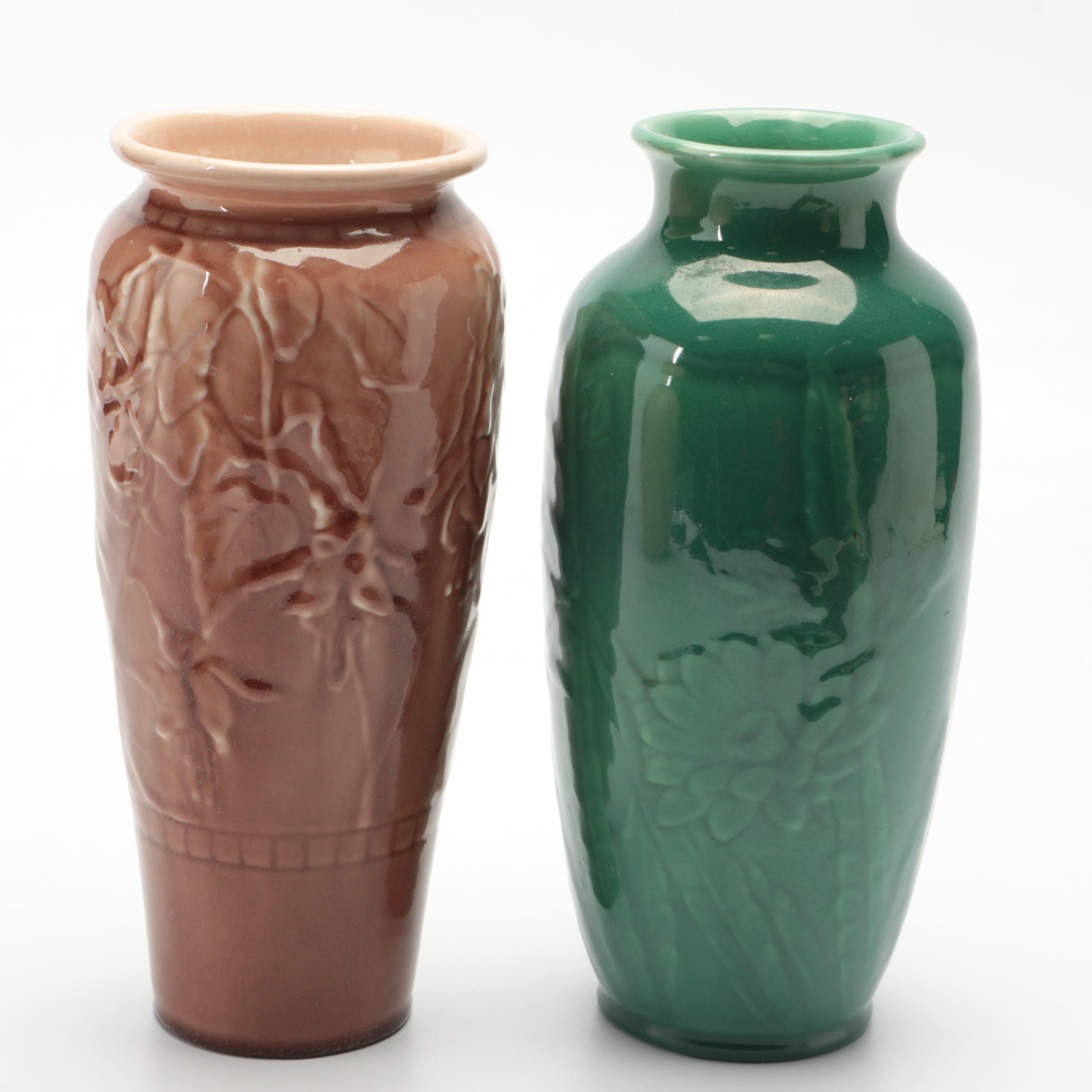 Rookwood Pottery Daffodil and Other Ceramic Vases, Mid-20th Century