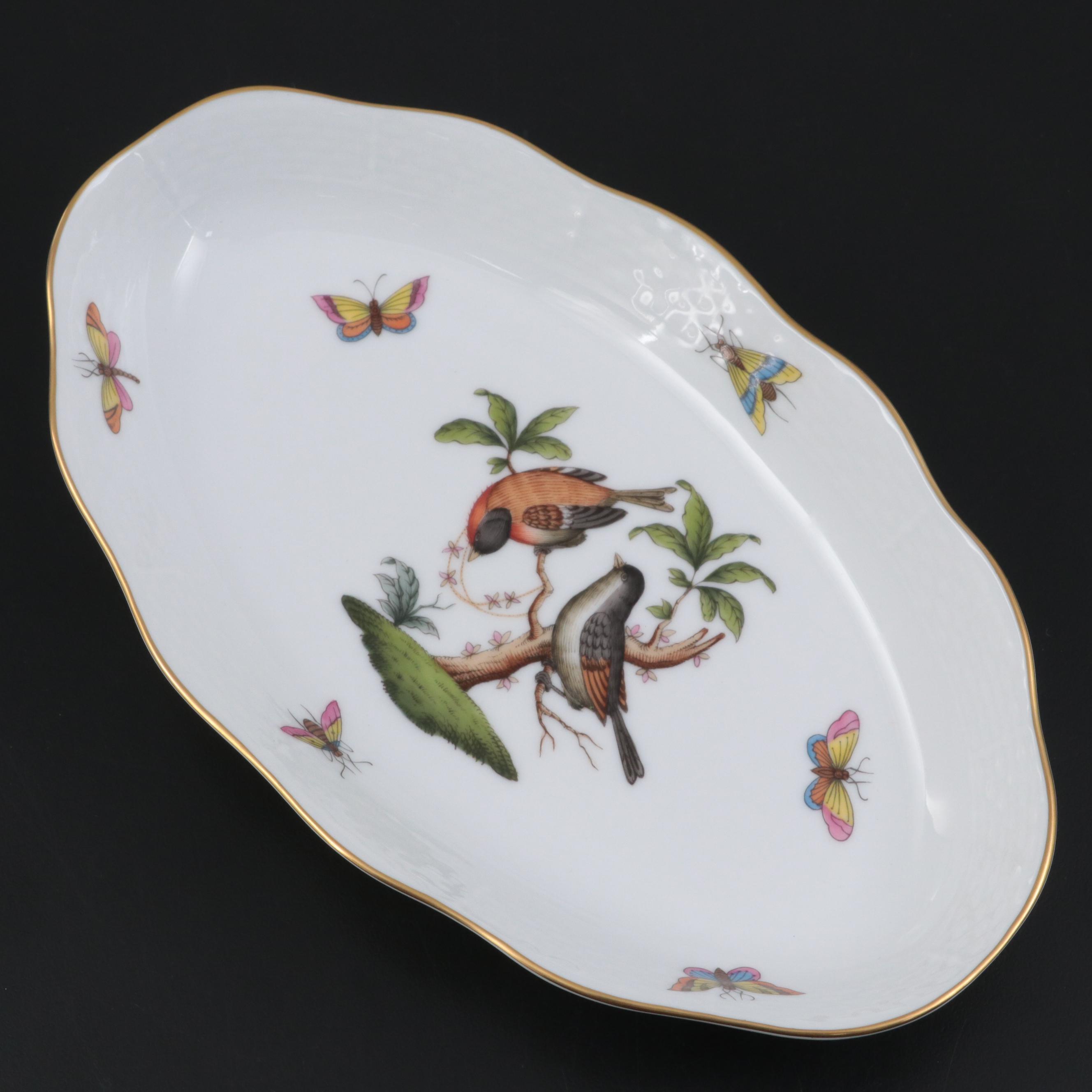 Herend "Rothschild Bird" Porcelain Serving Dish, 20th Century