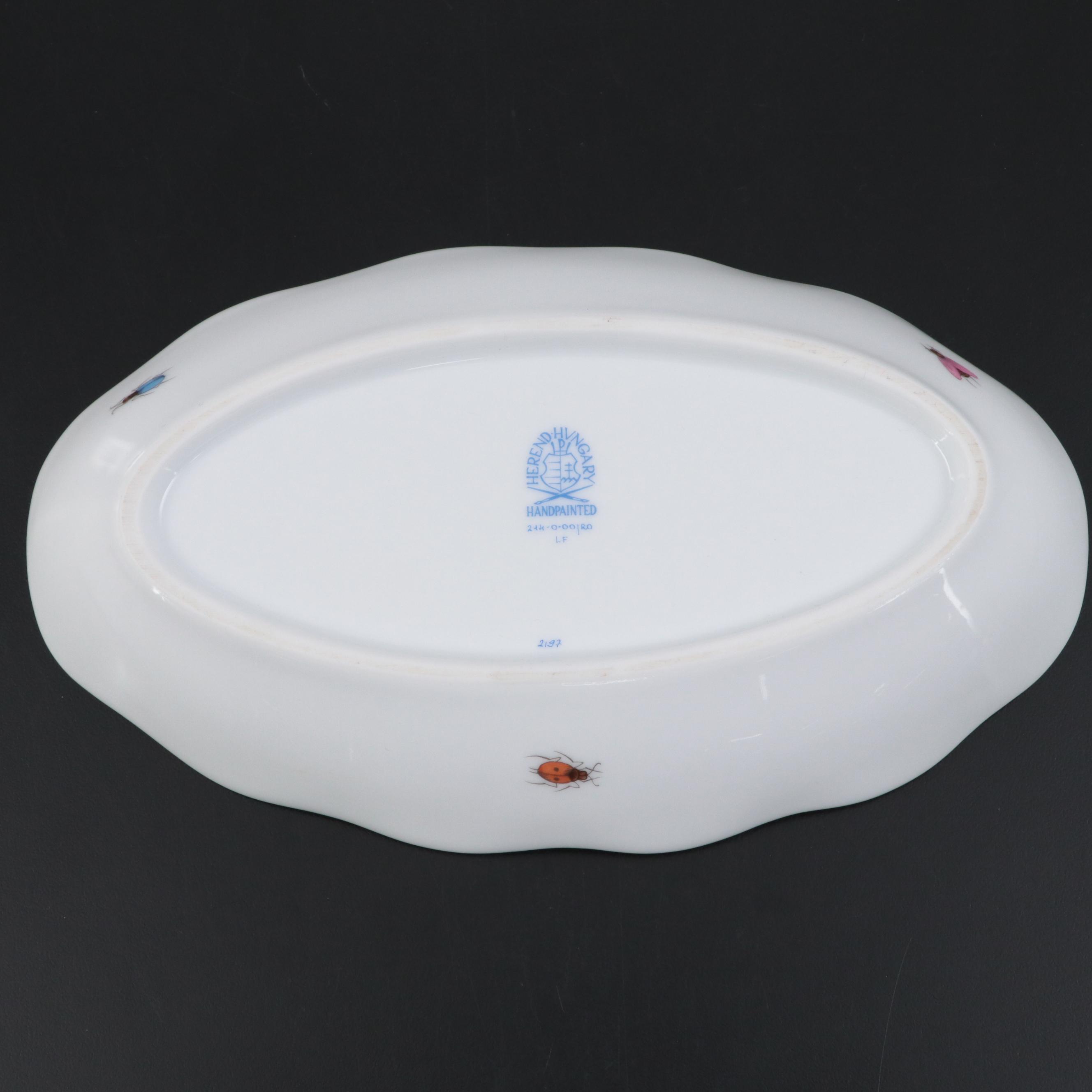 Herend "Rothschild Bird" Porcelain Serving Dish, 20th Century