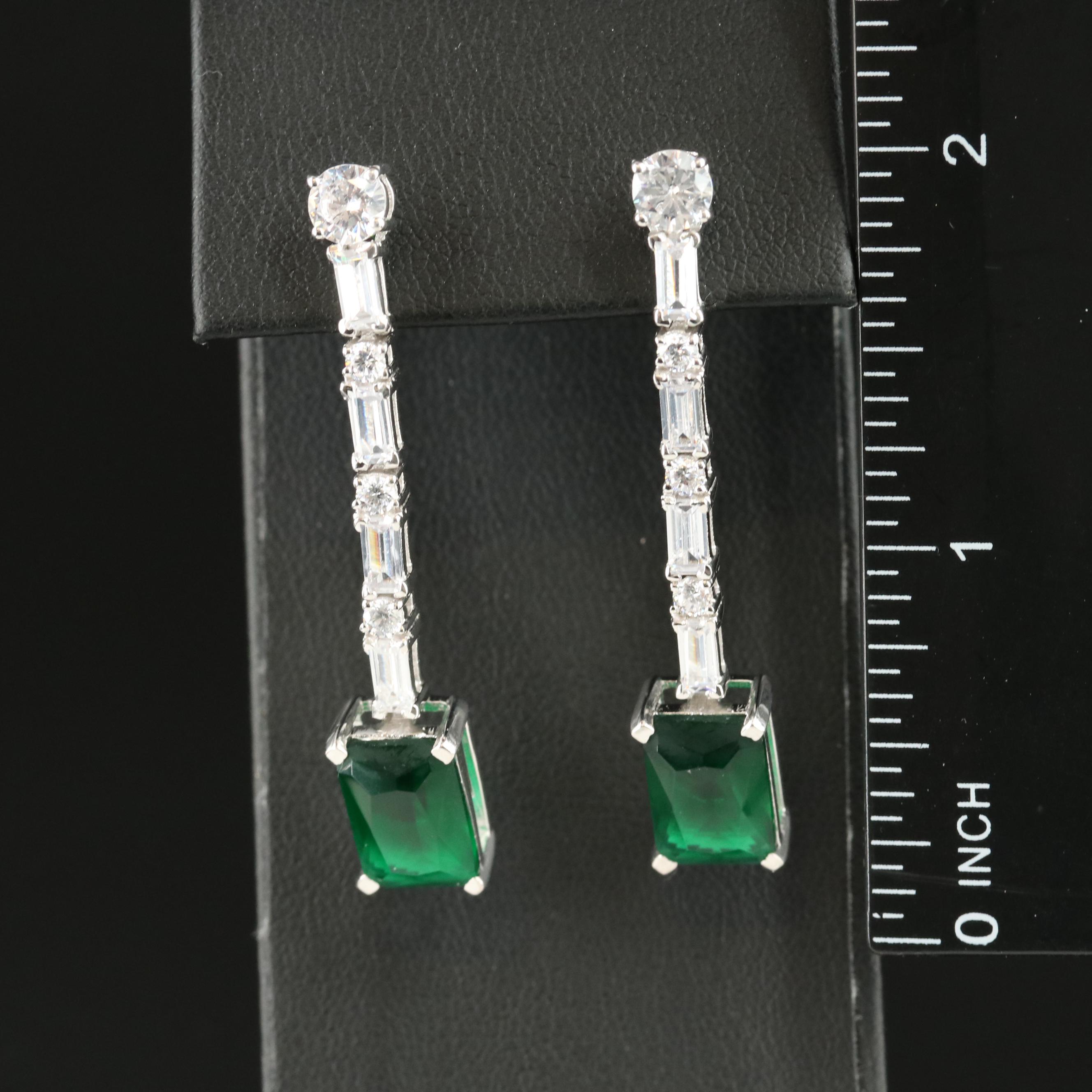 Sterling Cubic Zirconia and Glass Earrings