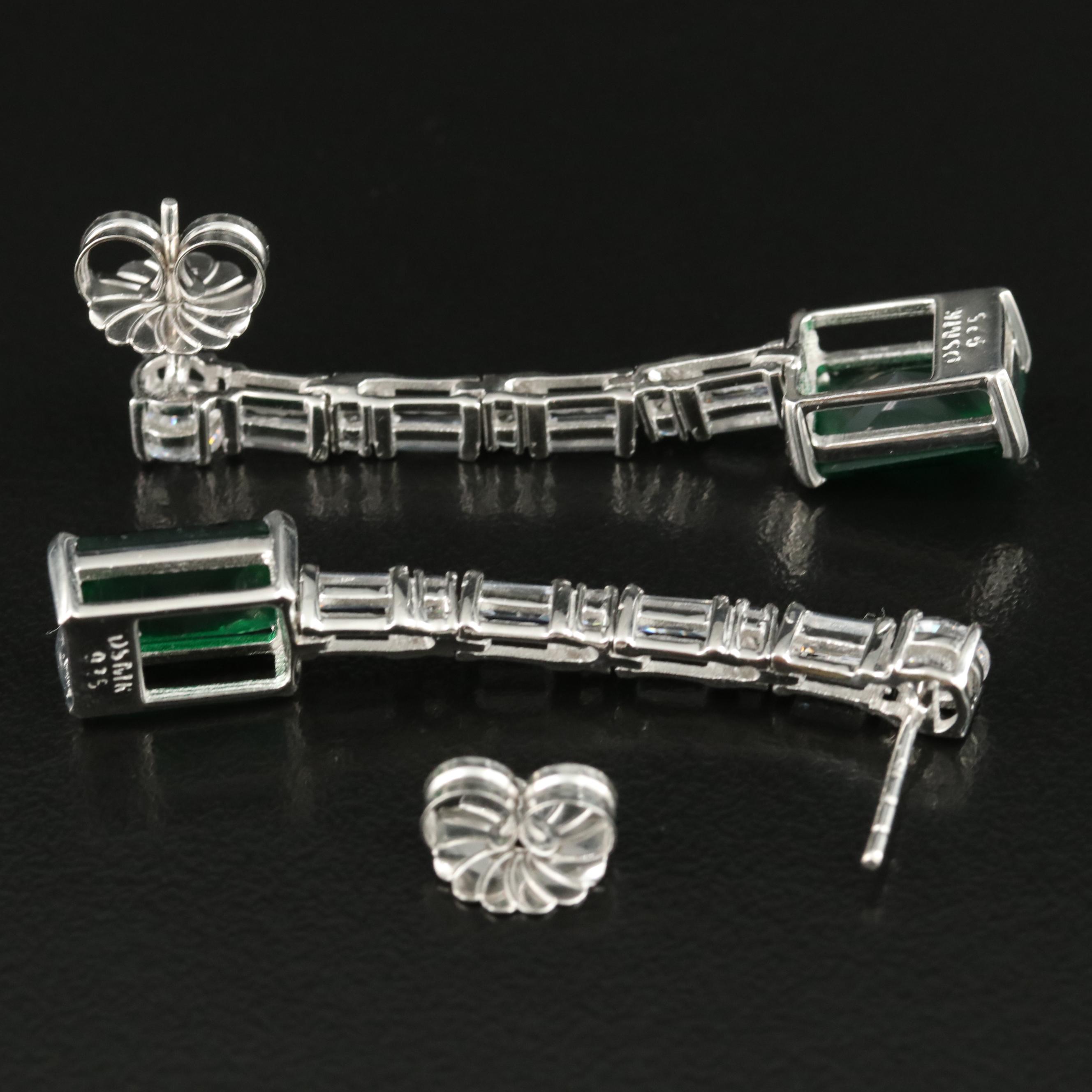 Sterling Cubic Zirconia and Glass Earrings