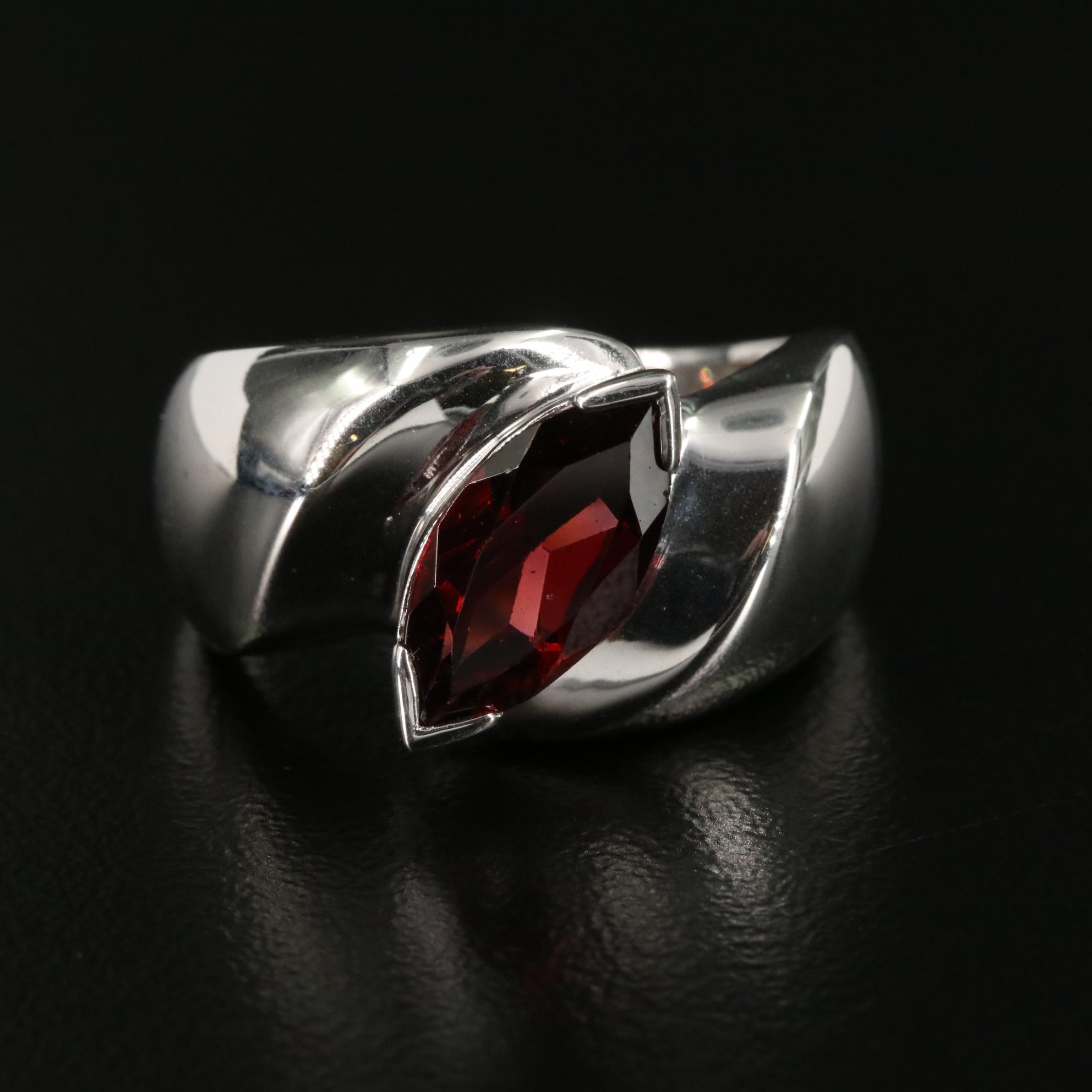 Sterling Garnet Single Stone Ring