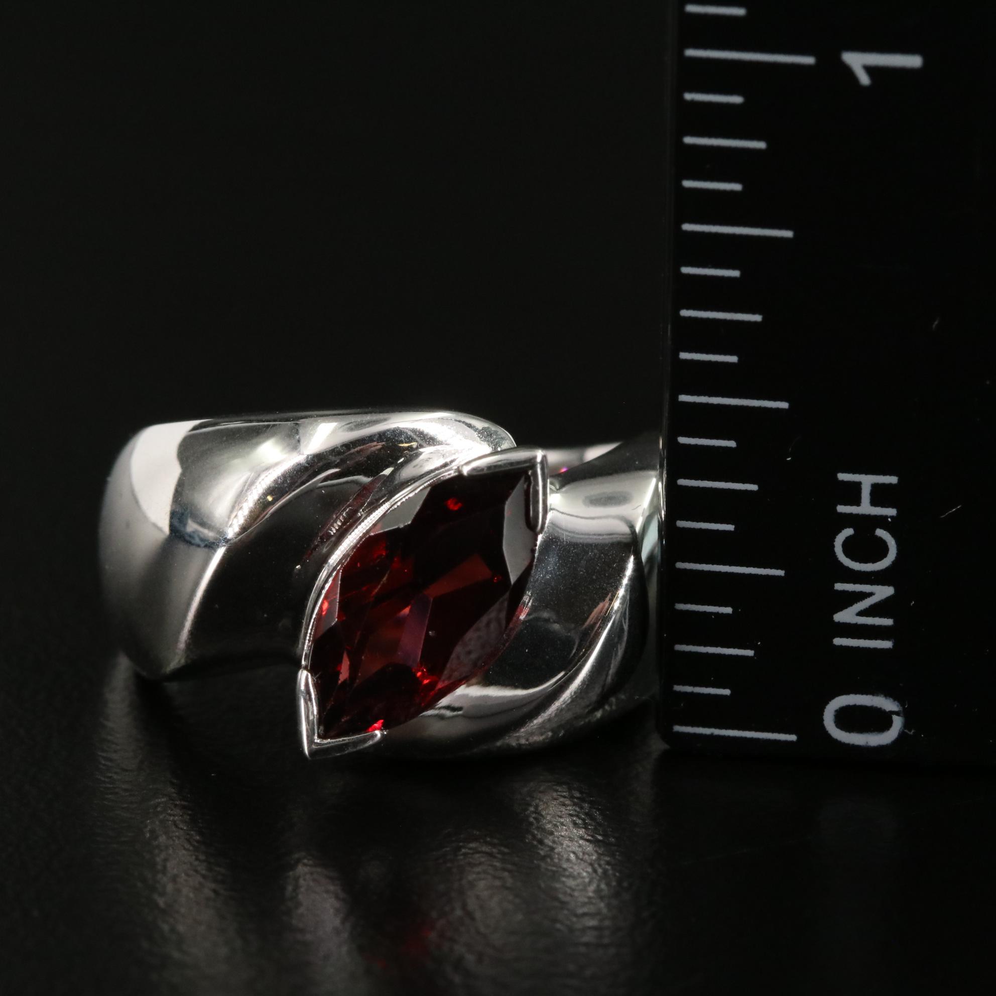 Sterling Garnet Single Stone Ring
