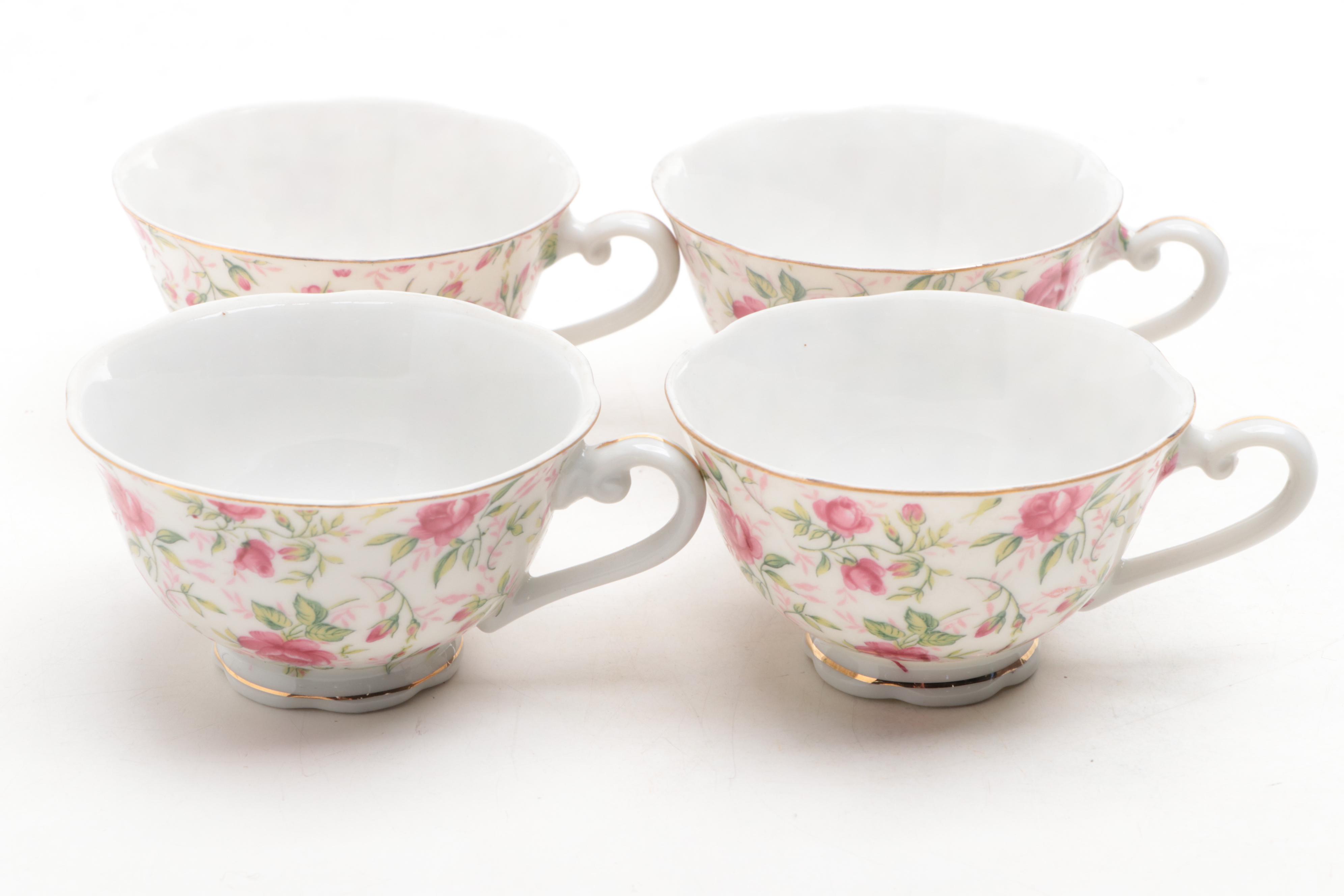 Lefton China Chintz Snack Set, Mid to Late 20th Century