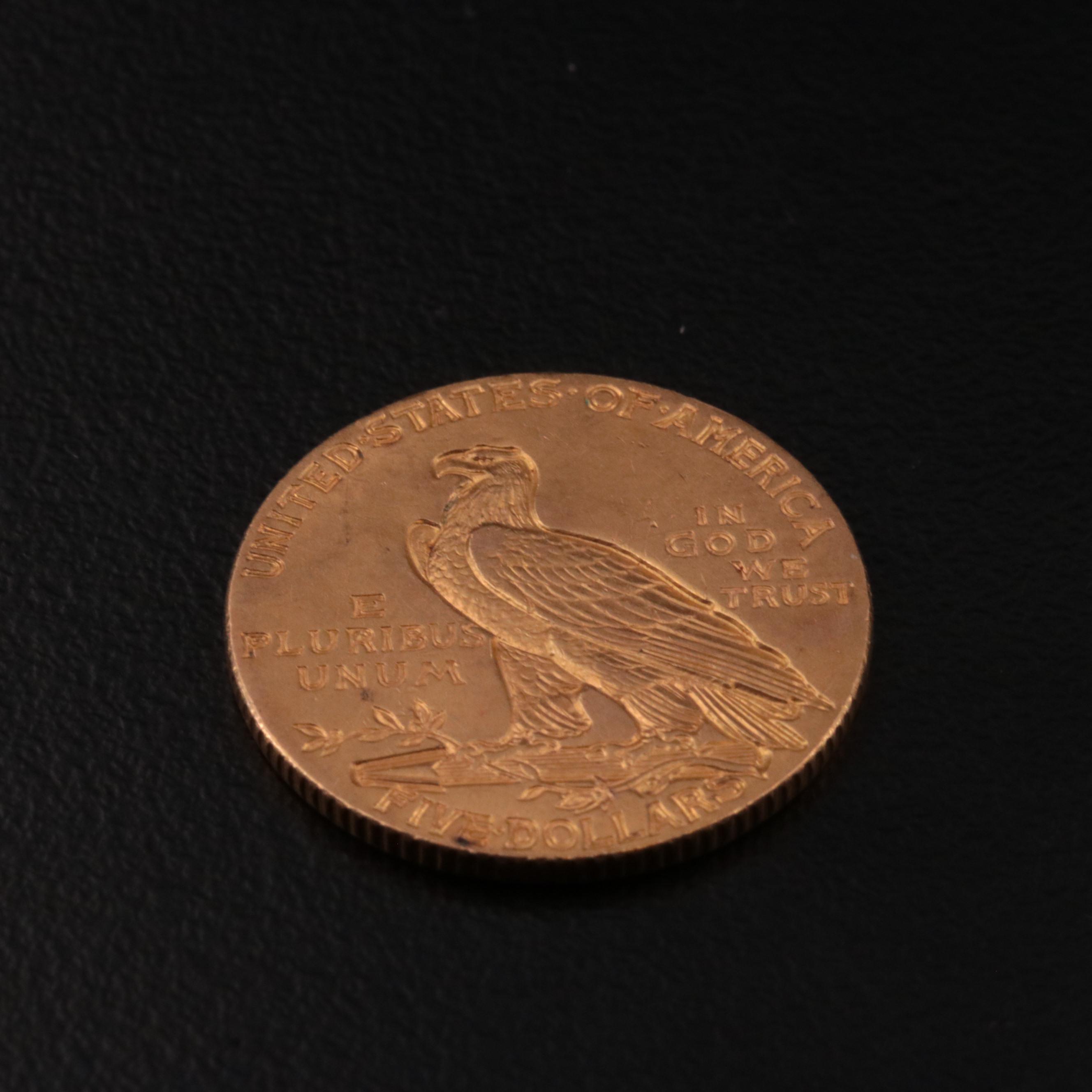 1908 Indian Head $5 Gold Half Eagle