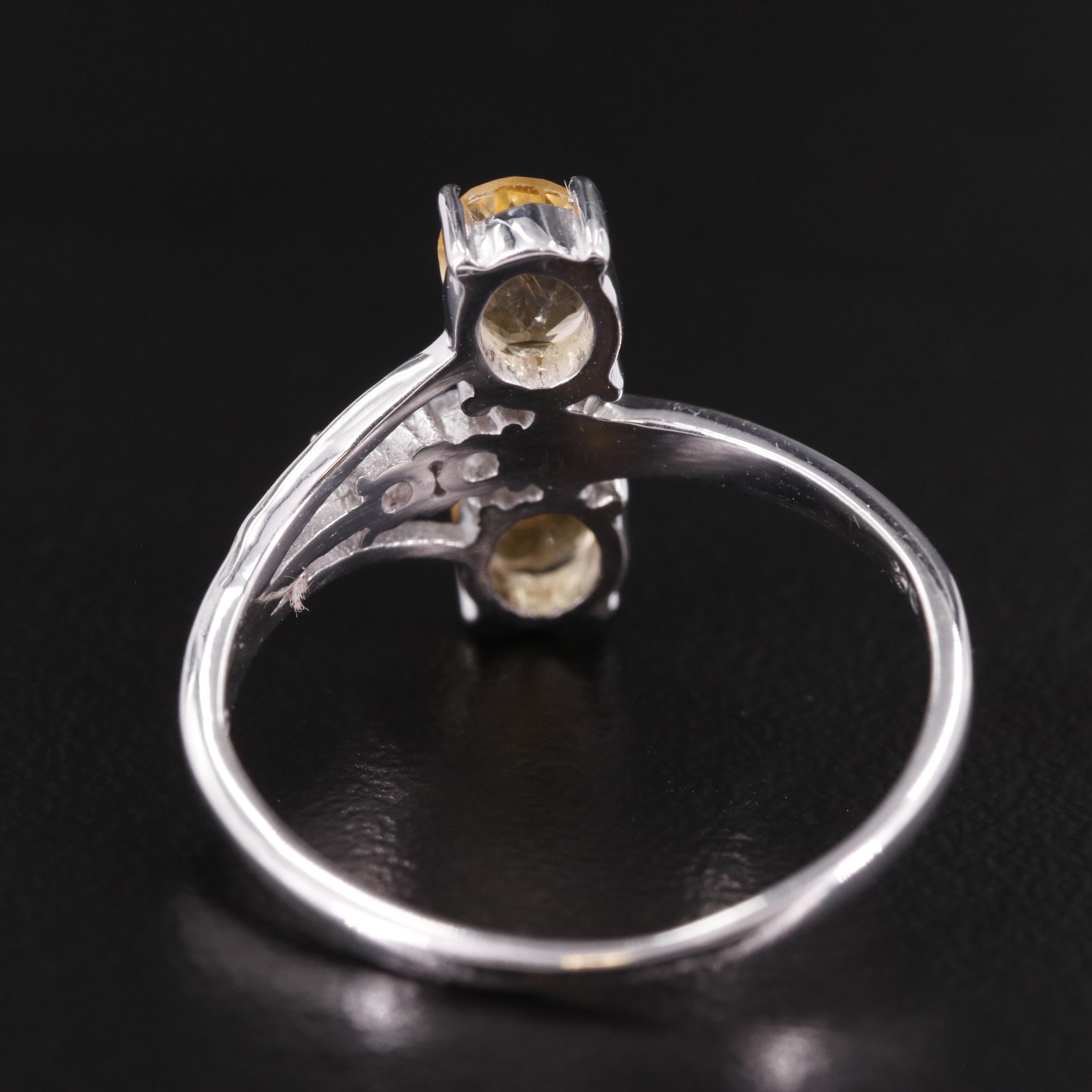 Sterling Double Citrine and Cubic Zirconia Ring
