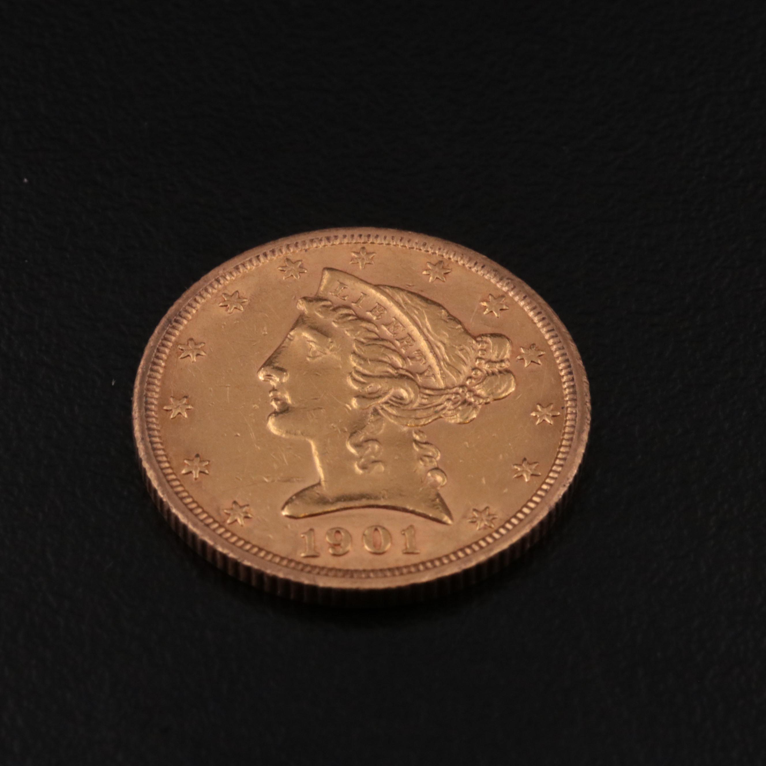 1901-S Liberty Head $5 Half Eagle Gold Coin
