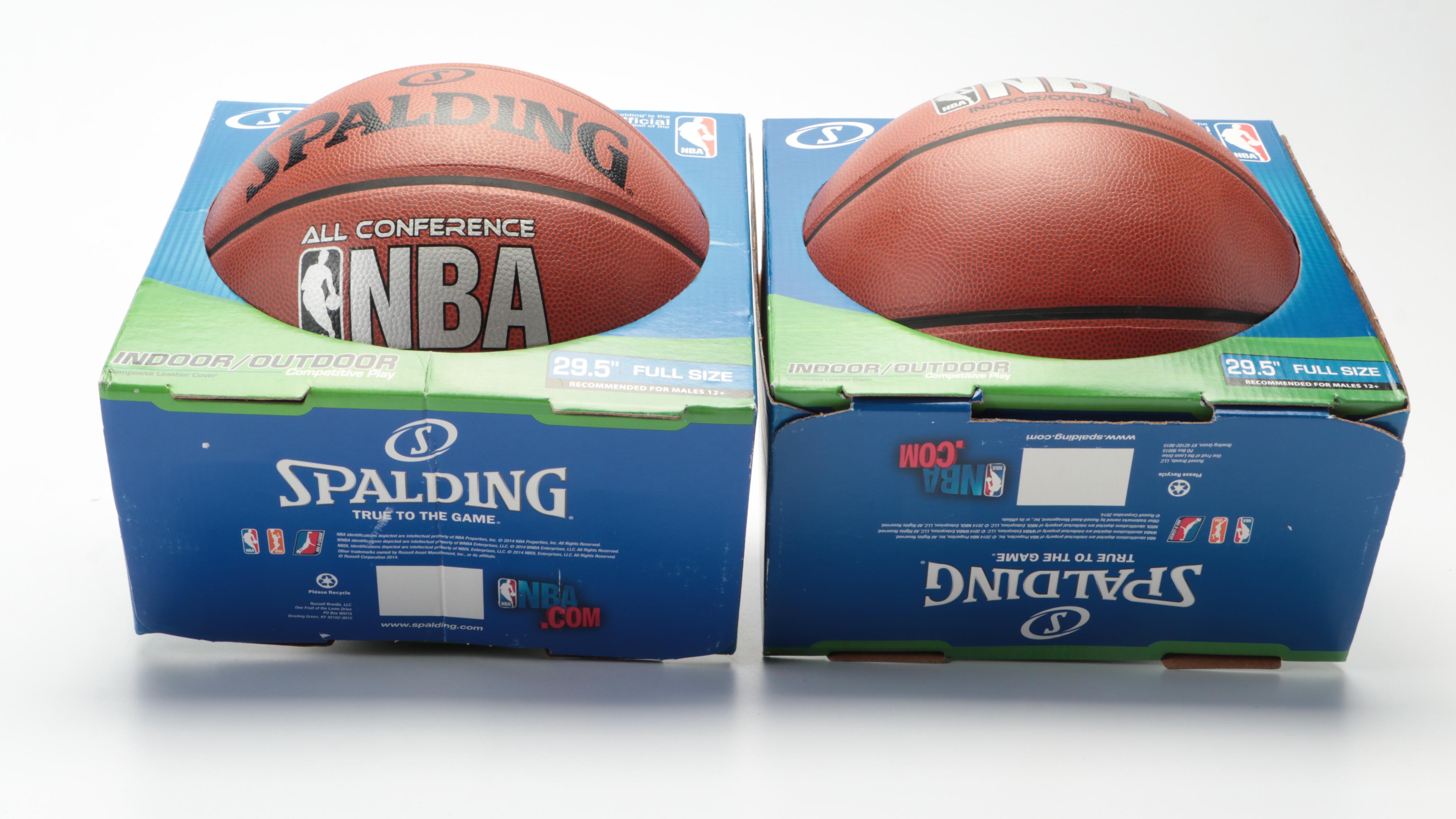 Gregg Popovich and Grant Hill Signed NBA Spalding Basketballs