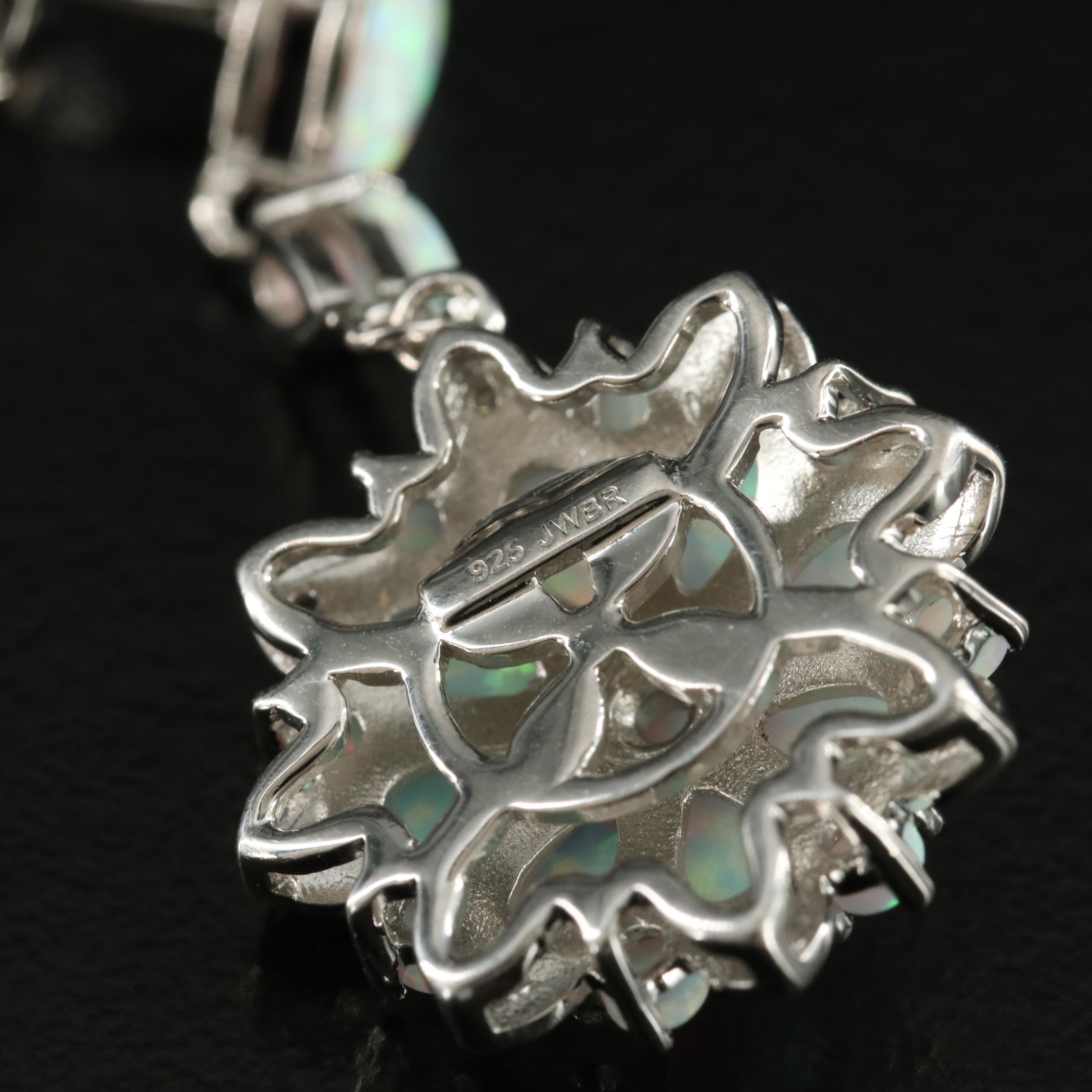 Sterling Opal and Diamond Earrings