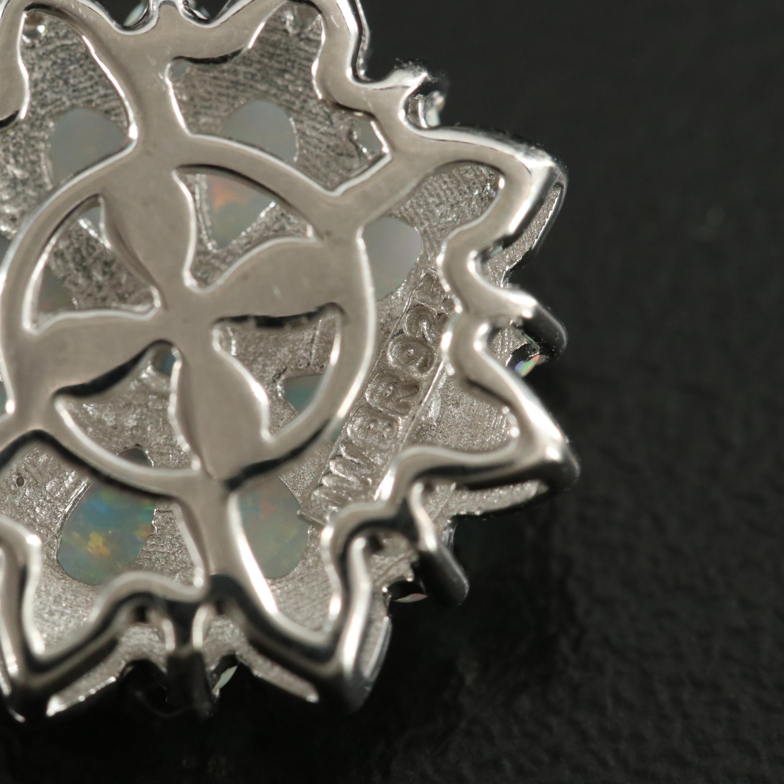 Sterling Opal and Diamond Earrings