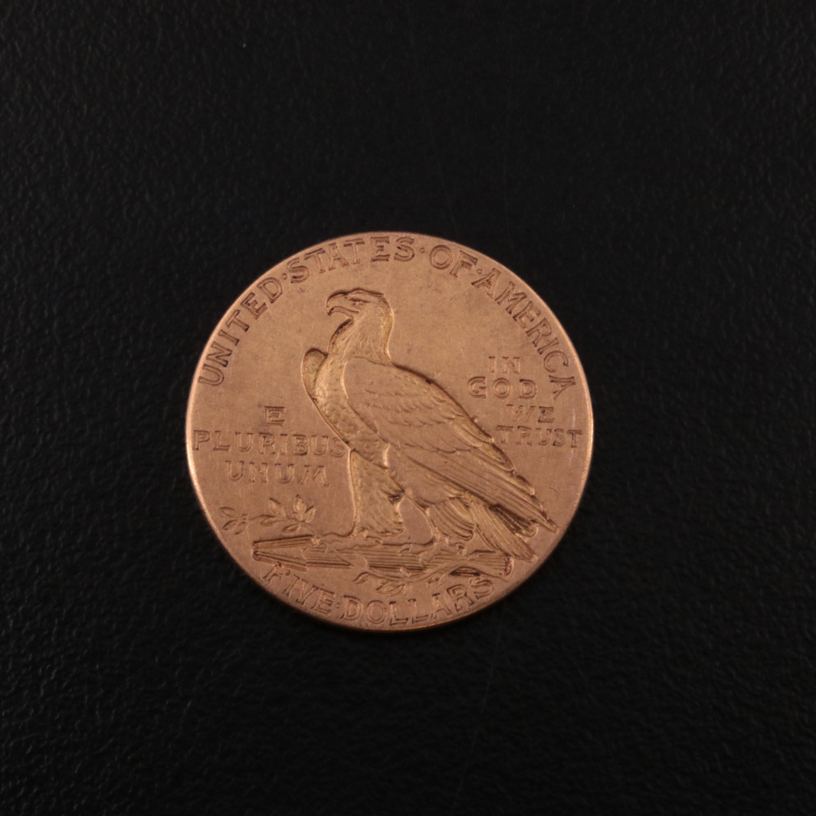 1909 Indian Head $5 Gold Half Eagle