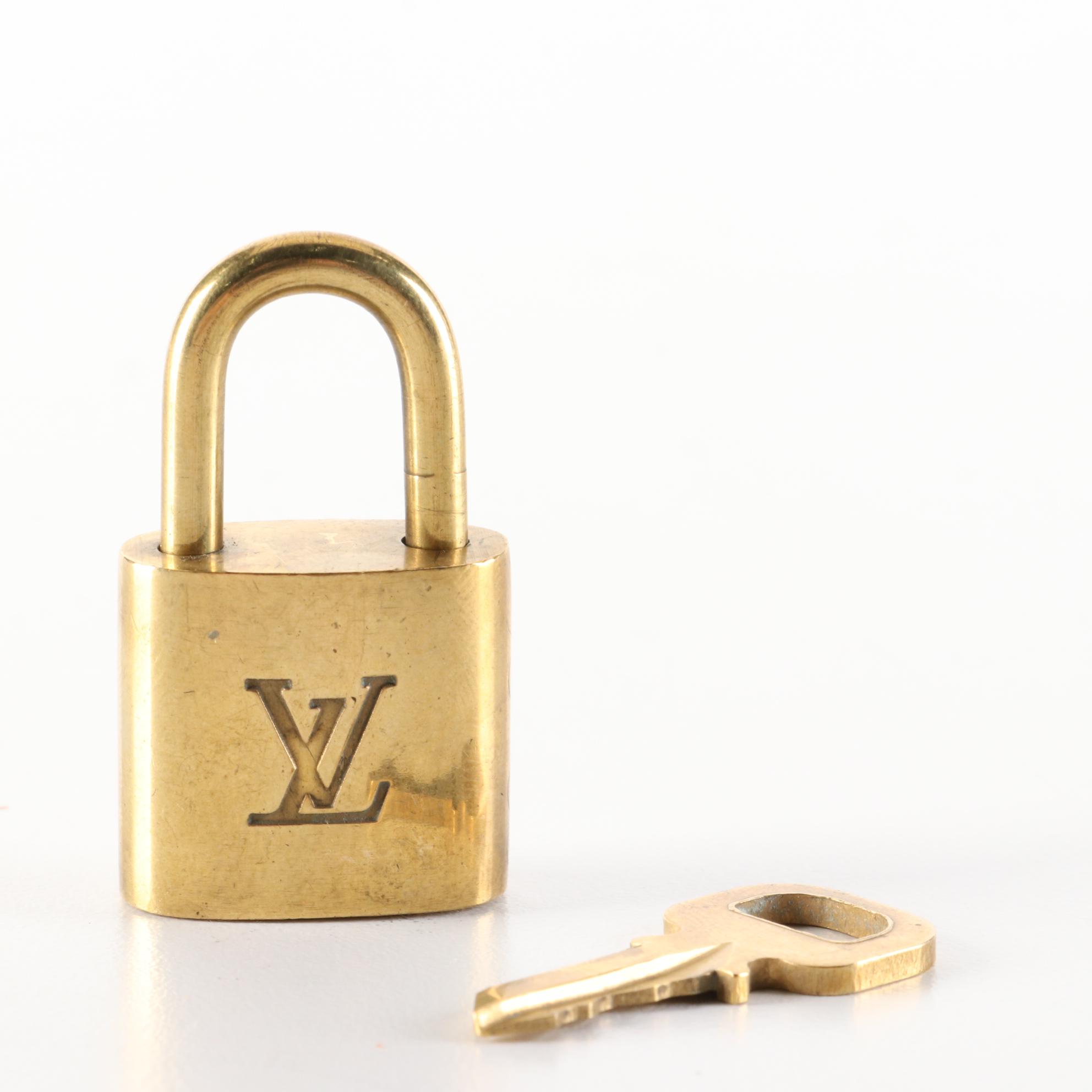 Louis Vuitton Brass Padlock and Key Set