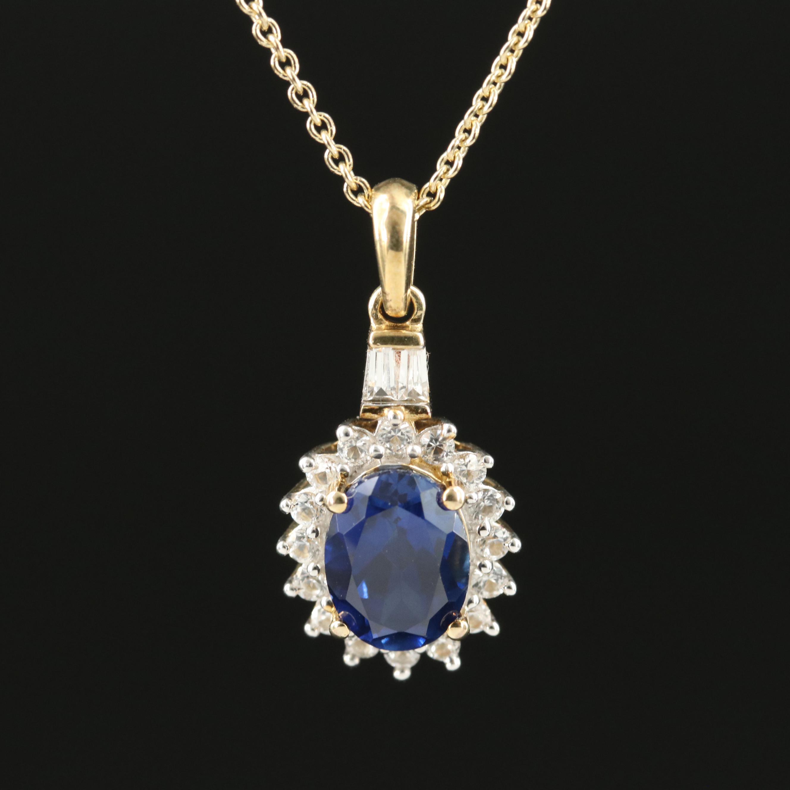 Sterling Sapphire Pendant Necklace