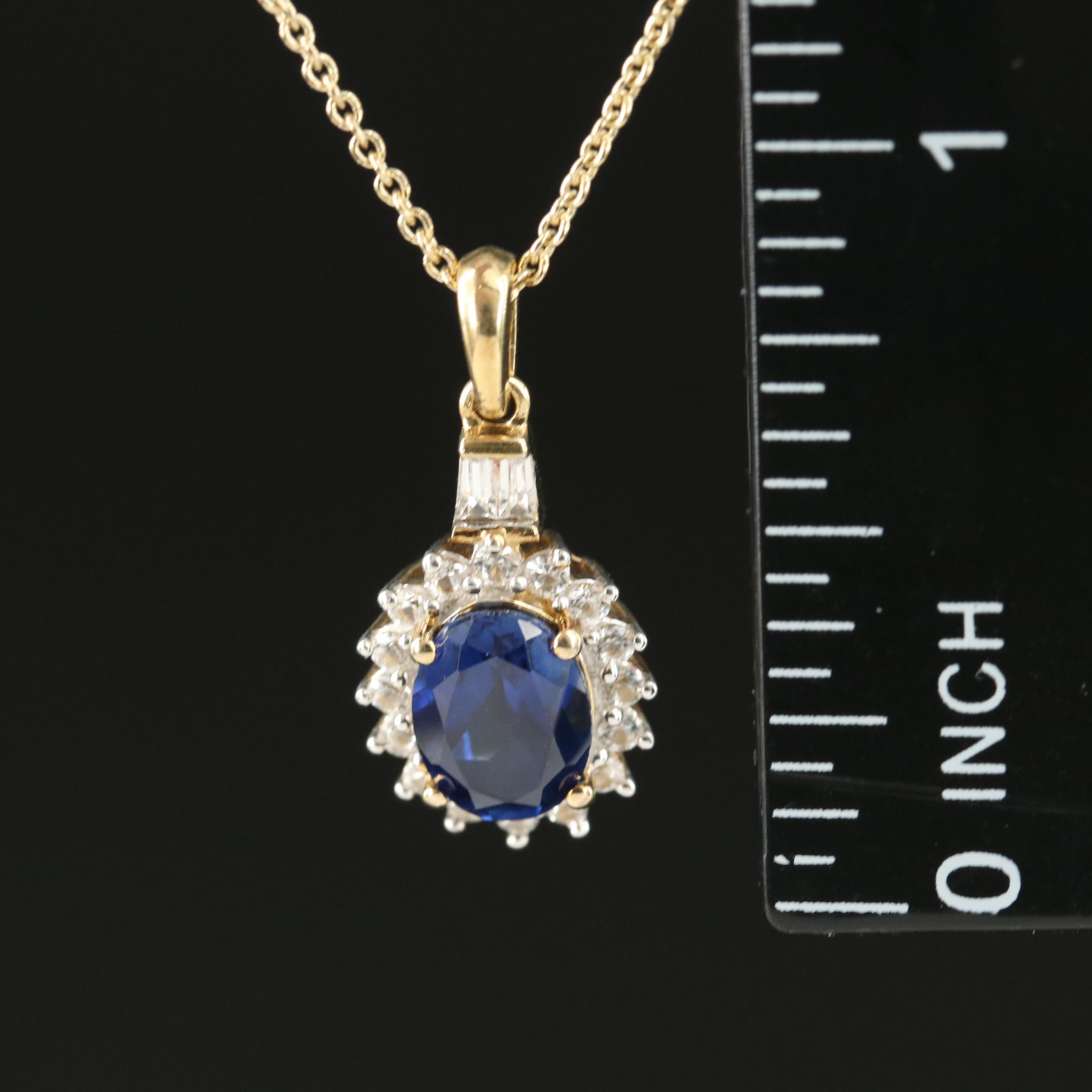 Sterling Sapphire Pendant Necklace