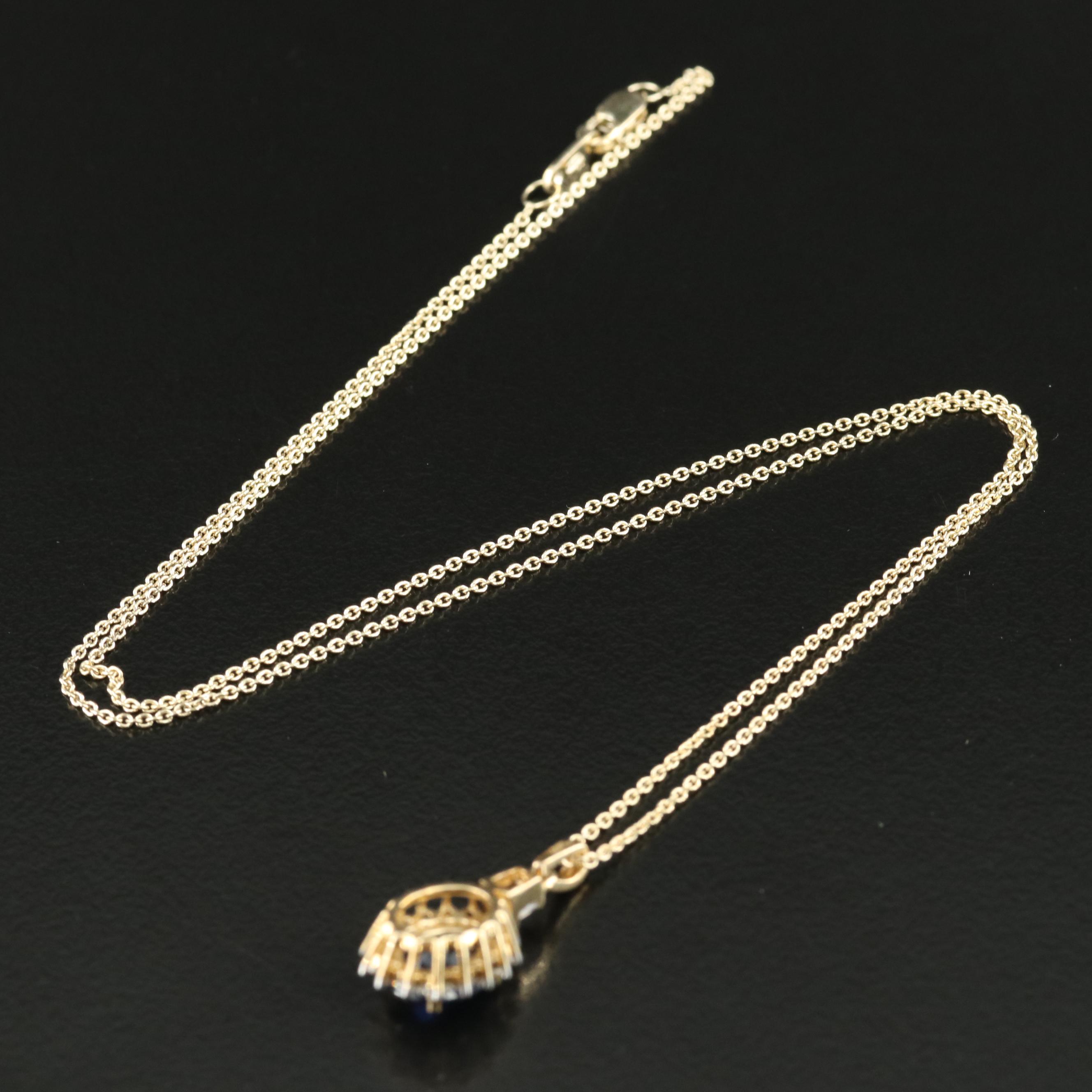 Sterling Sapphire Pendant Necklace