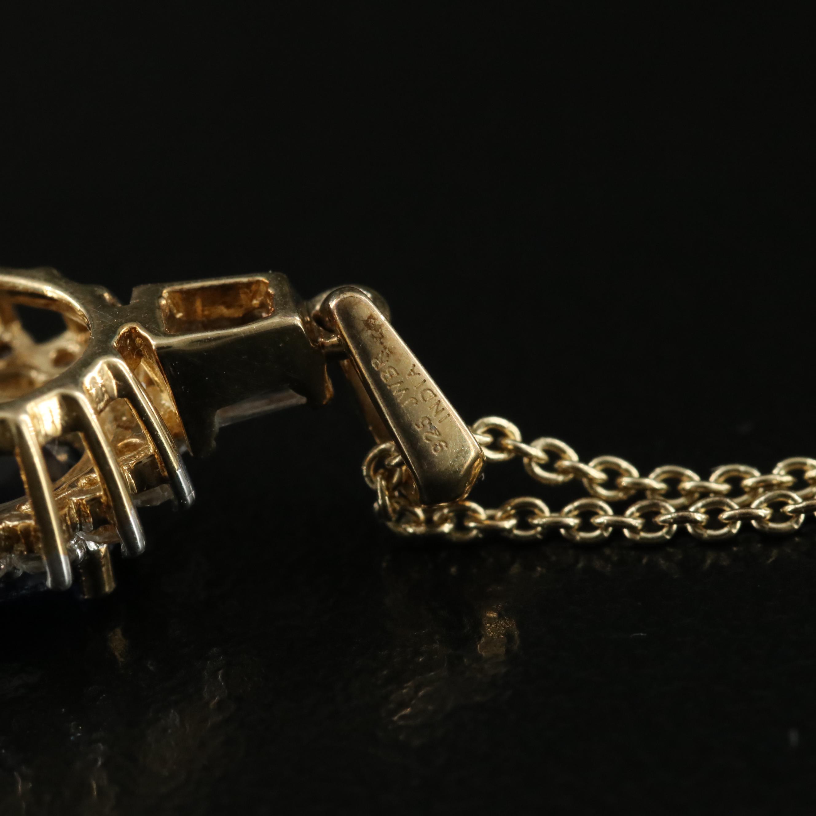 Sterling Sapphire Pendant Necklace