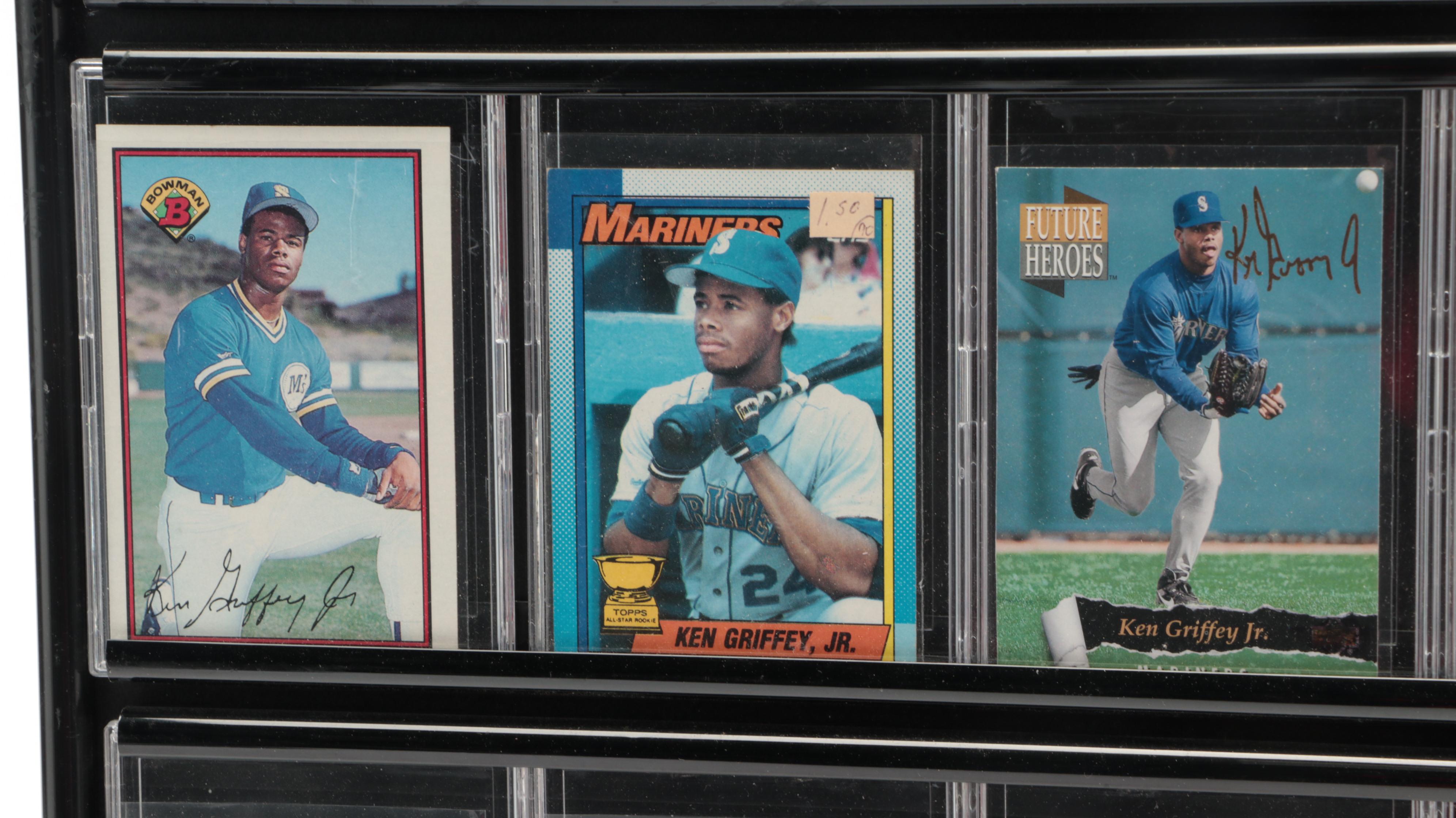 Topps and More Ken Griffey Jr. Baseball Cards in Display Frame