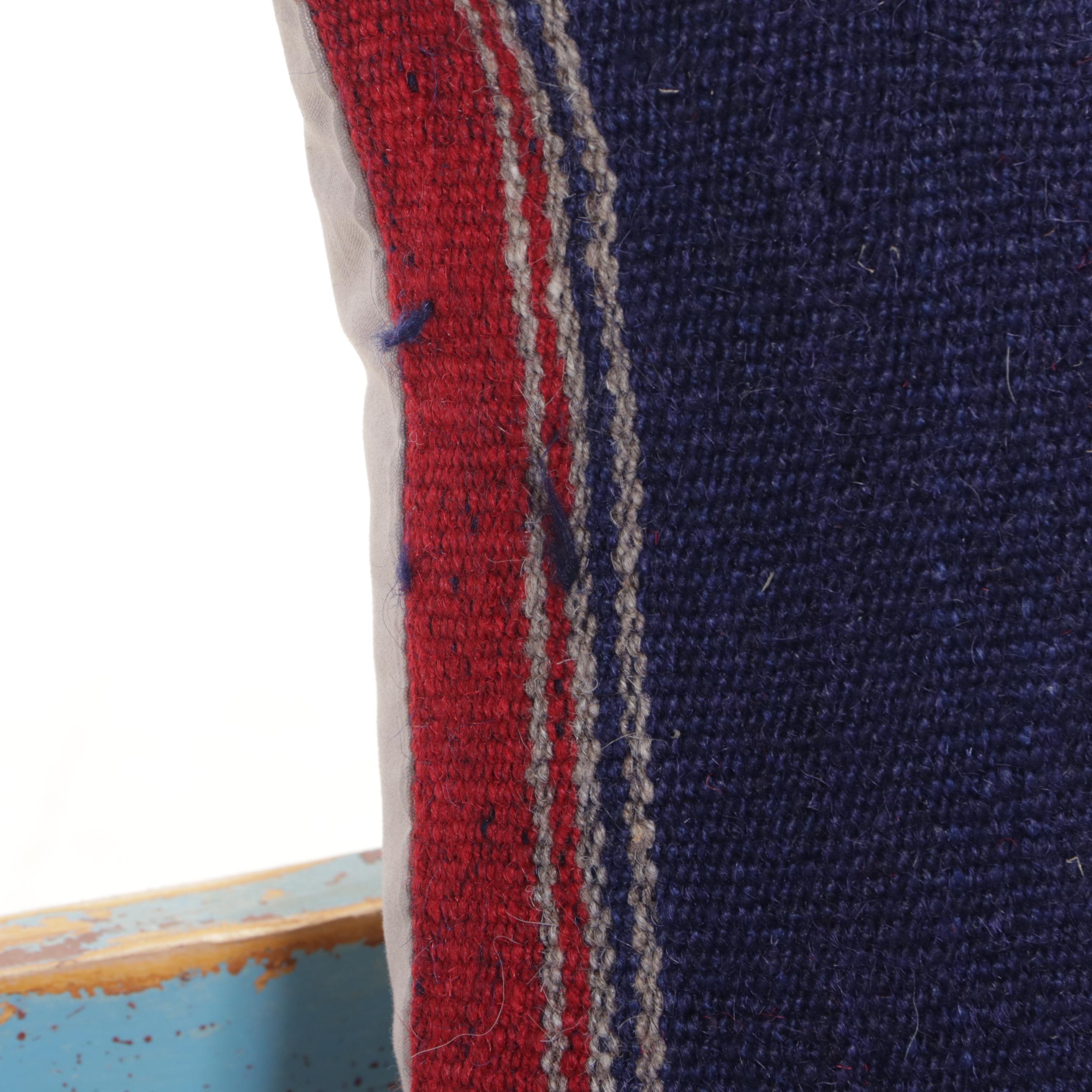 Austrian Painted Pine Settle Bench with Kilim Pillow