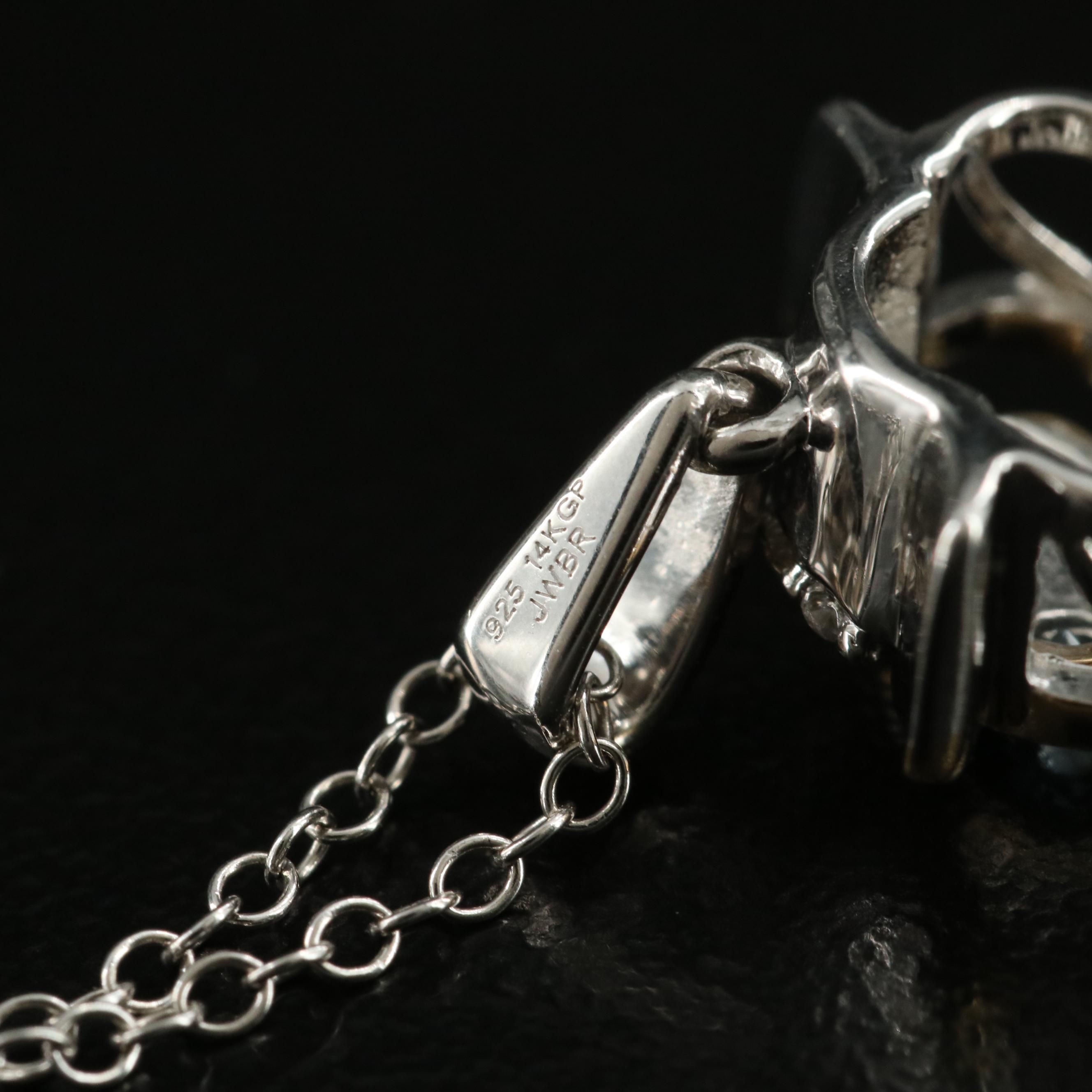 Sterling Amethyst, Sky Blue Topaz and White Sapphire Owl Pendant Necklace