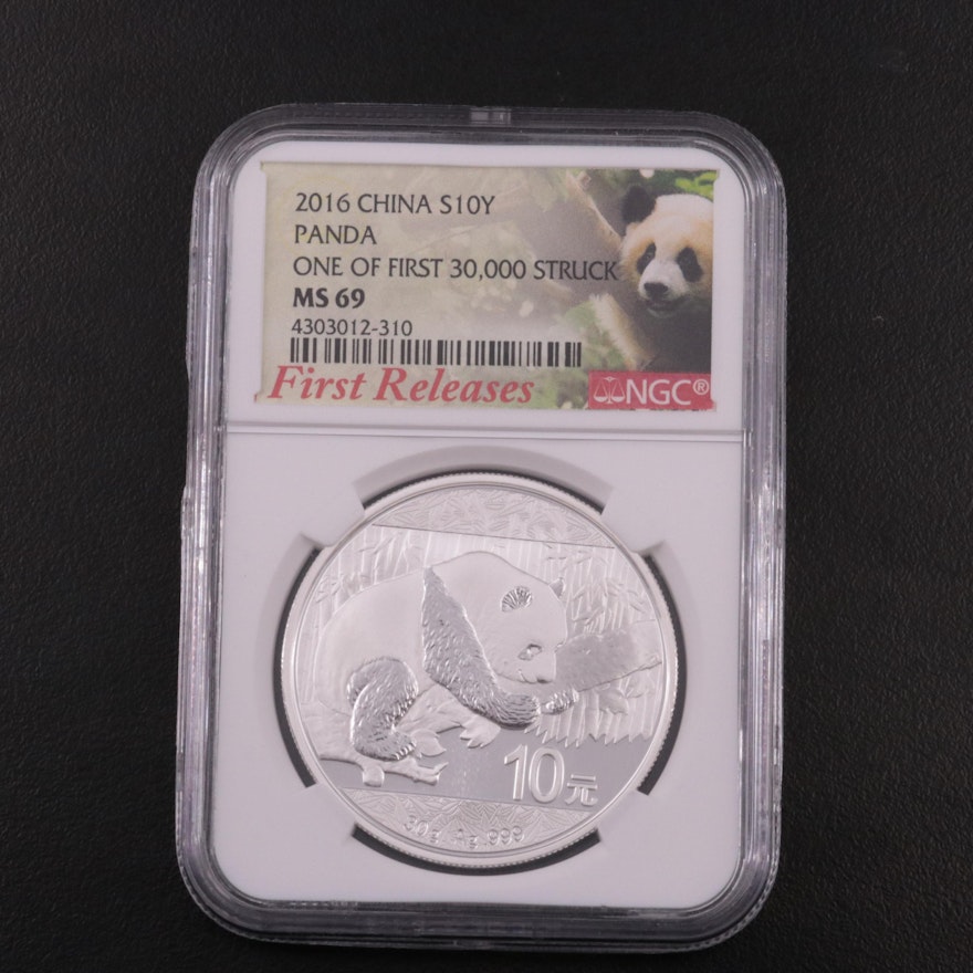 NGC Graded MS69 2016 China 10-Yuan Panda Silver Bullion Coin