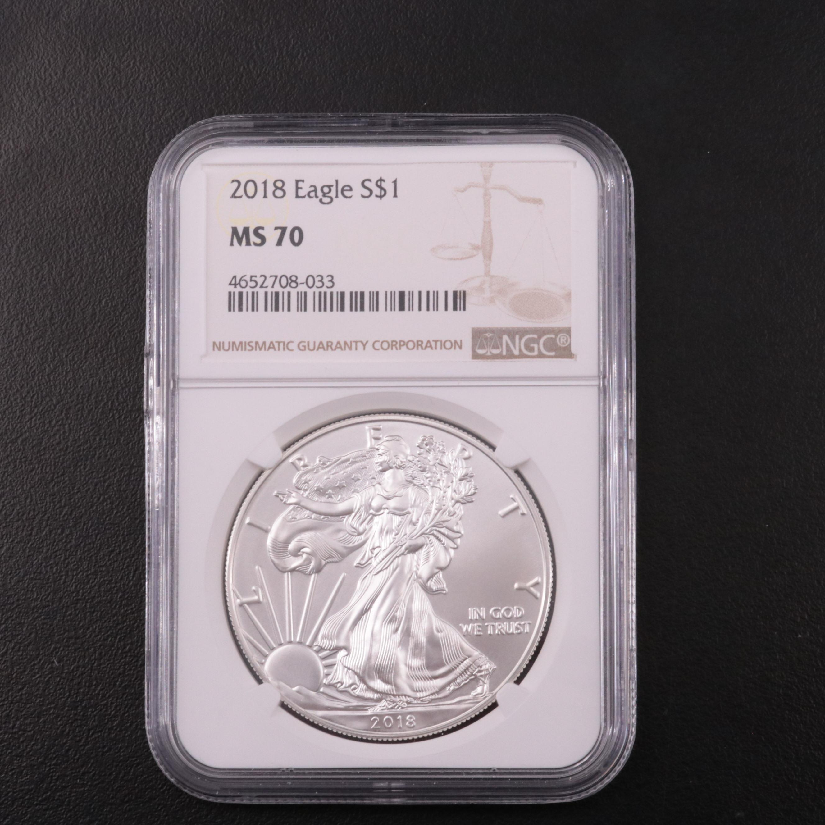 NGC MS70 2018-W $1 U.S. Silver Eagle