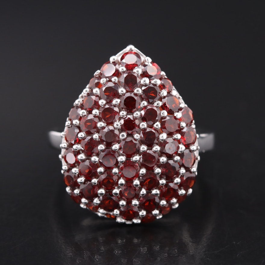 Sterling Garnet Teardrop Ring