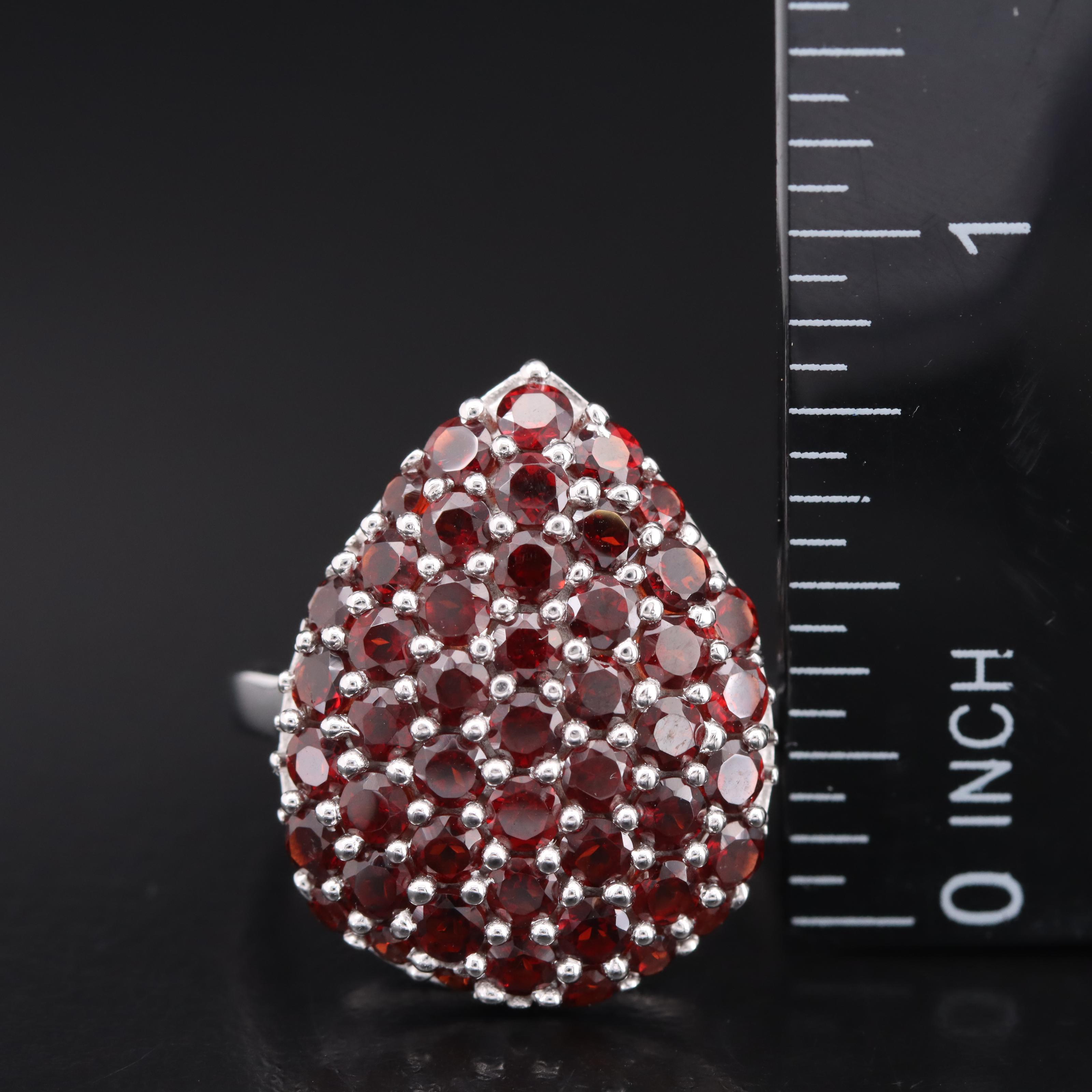 Sterling Garnet Teardrop Ring