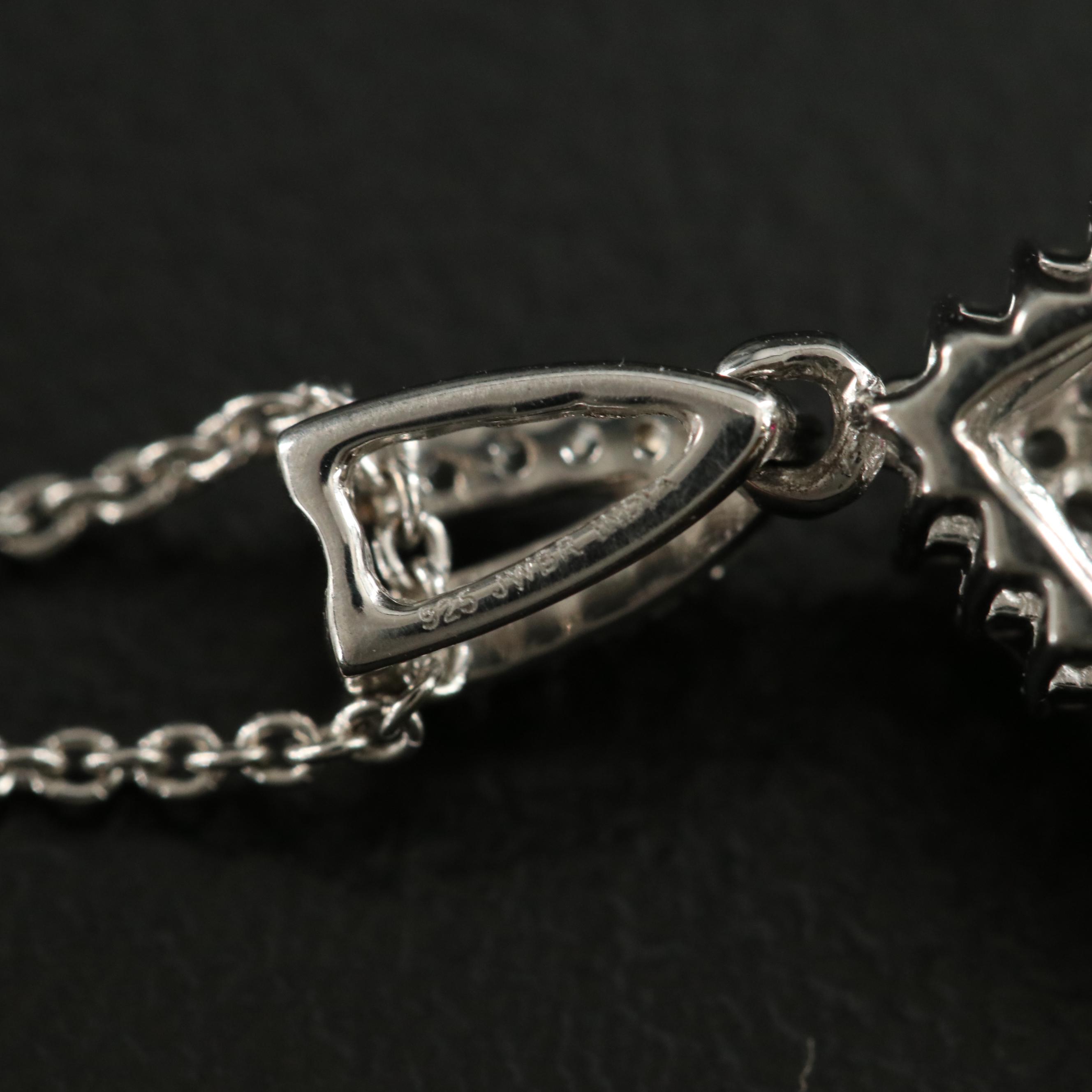 Sterling Ruby and White Sapphire Pendant Necklace