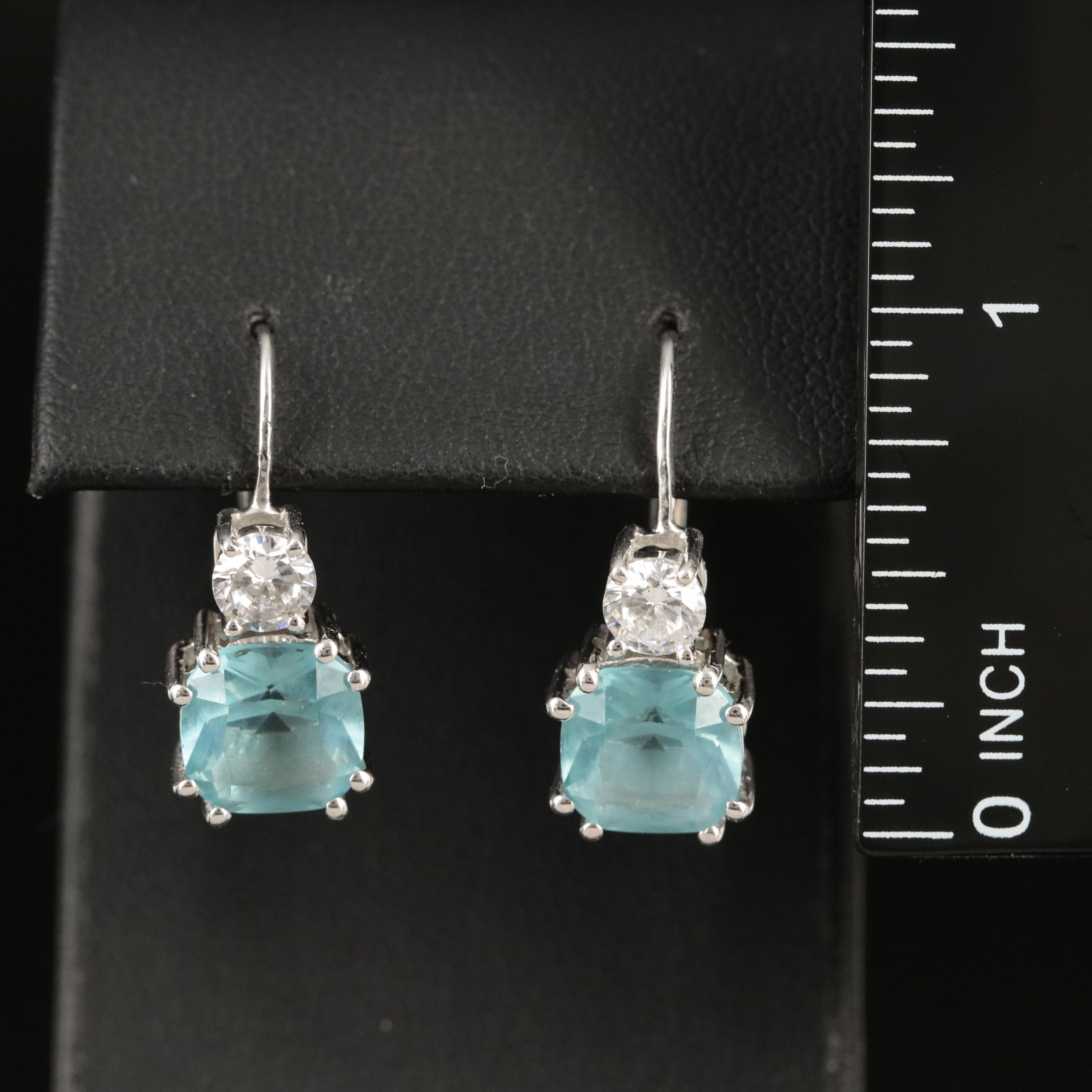Sterling Glass and Cubic Zirconia Earrings