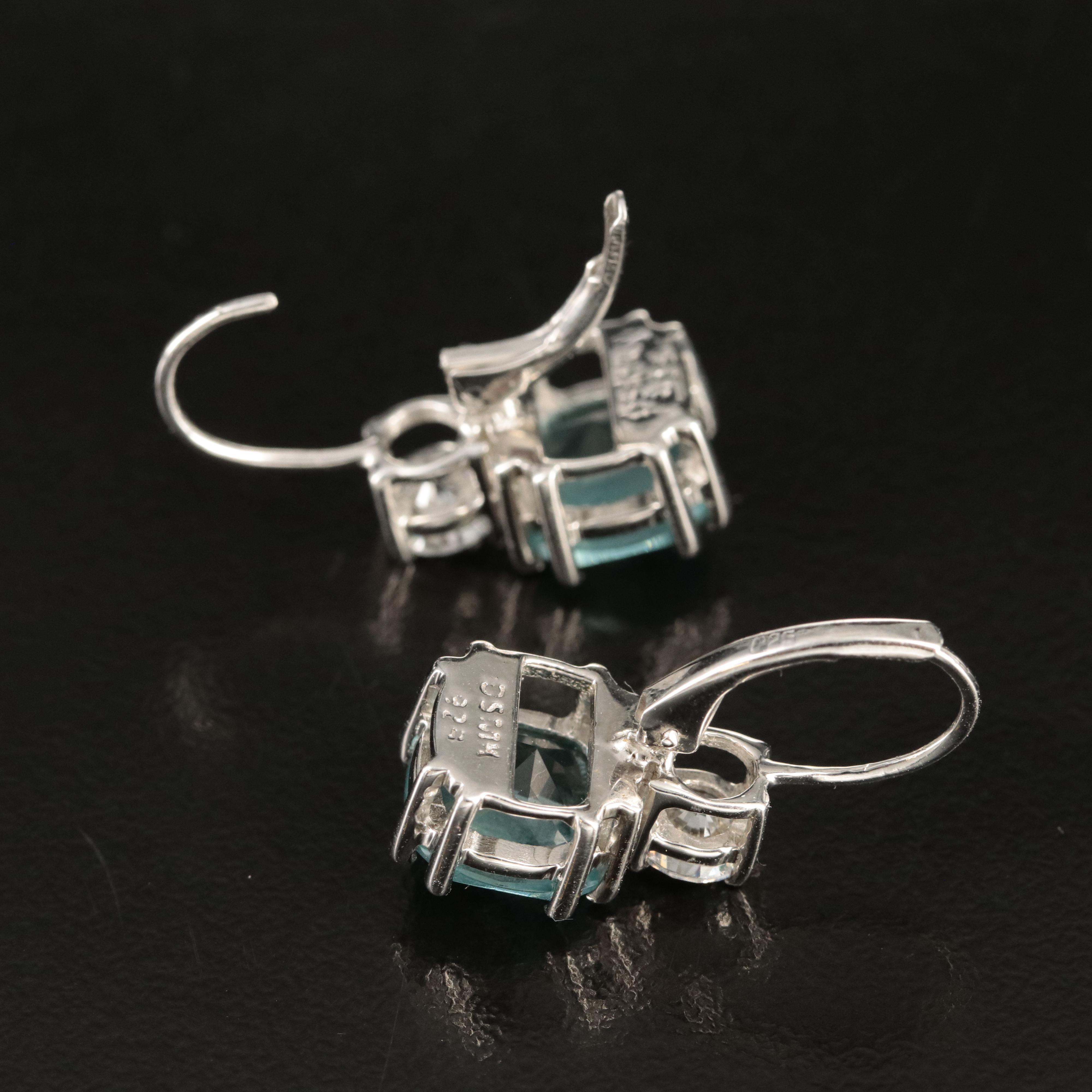 Sterling Glass and Cubic Zirconia Earrings