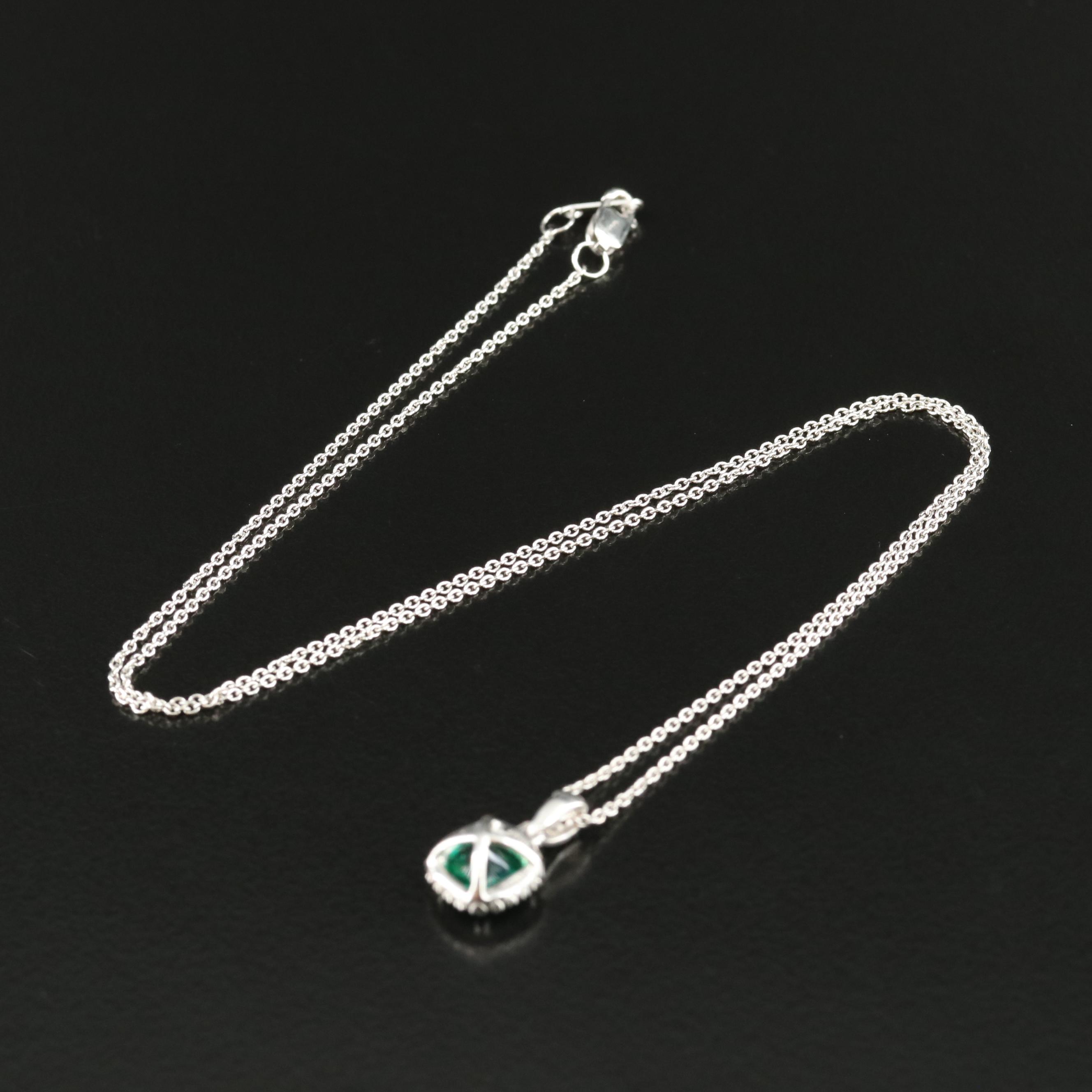 Sterling Emerald and Sapphire Pendant Necklace