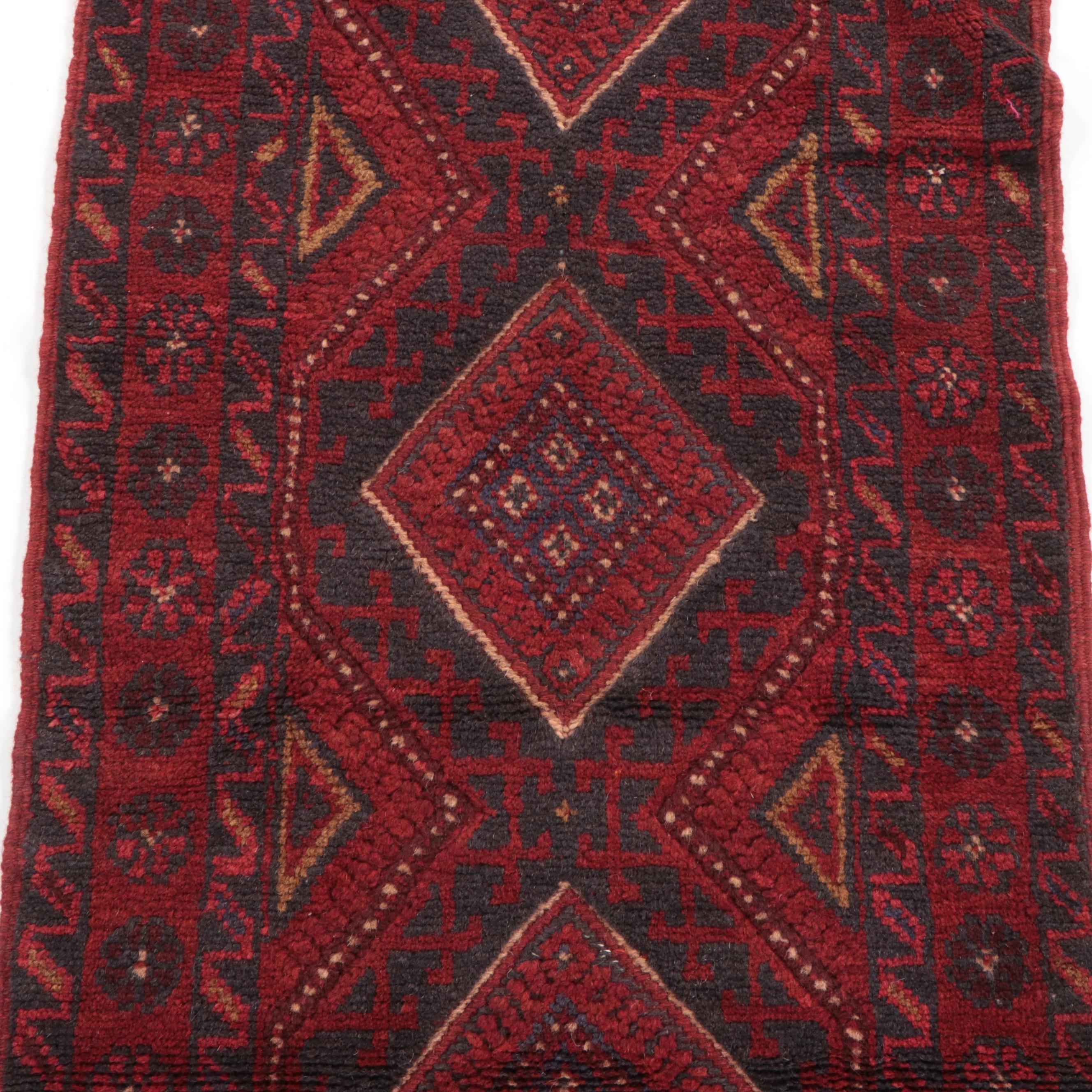 2' x 8' Hand-Knotted Afghan Mixed Technique Carpet Runner
