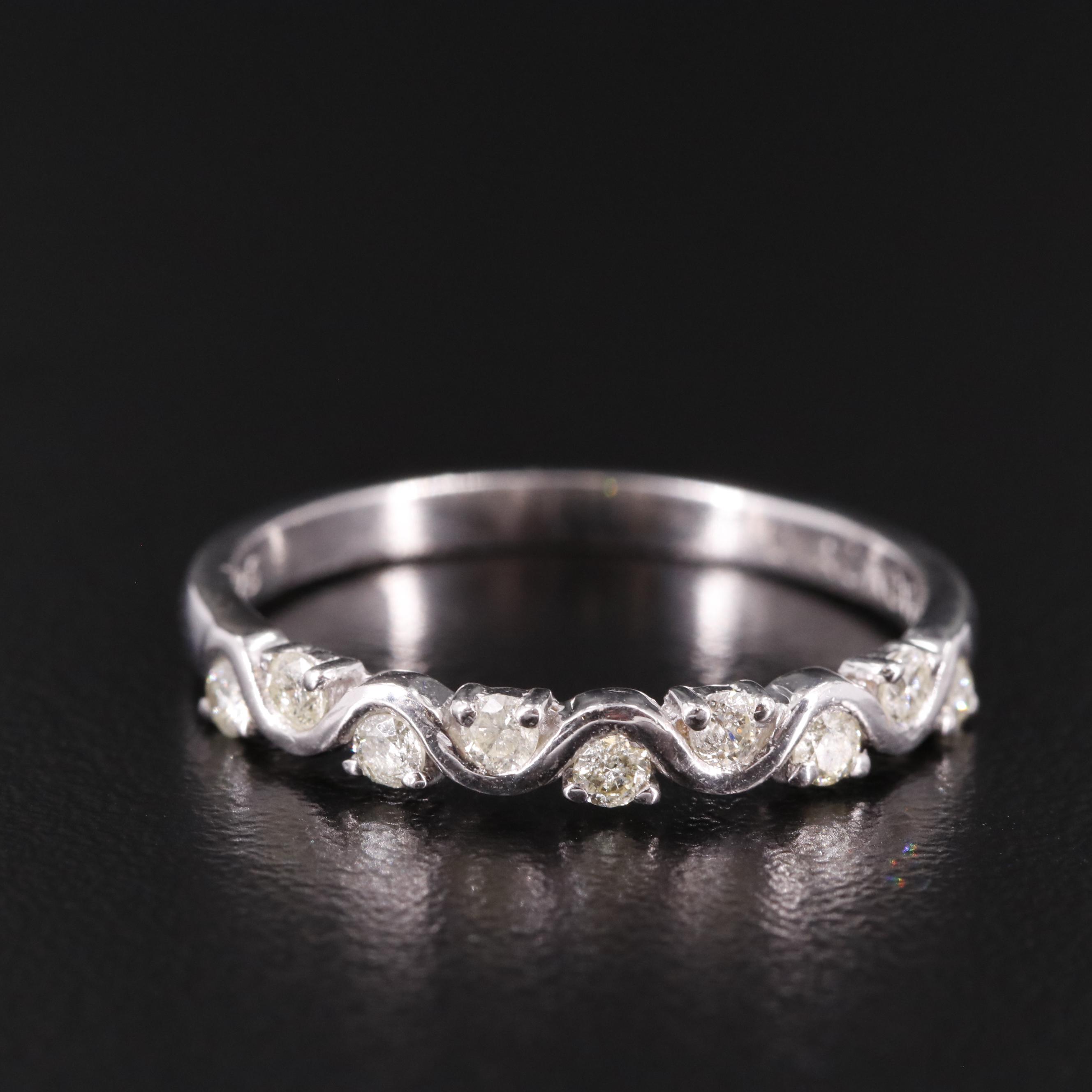 Sterling Diamond Wavy Band