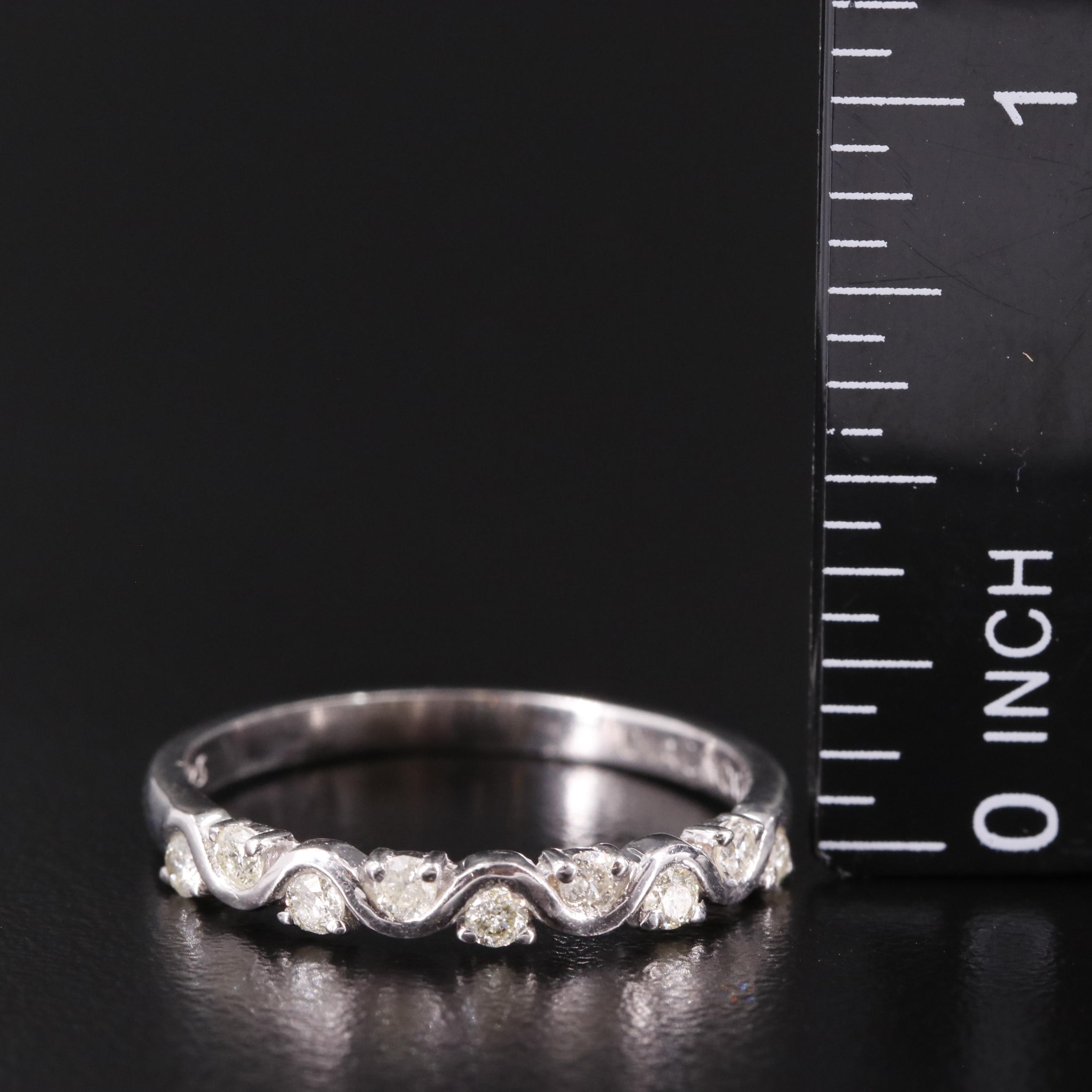 Sterling Diamond Wavy Band
