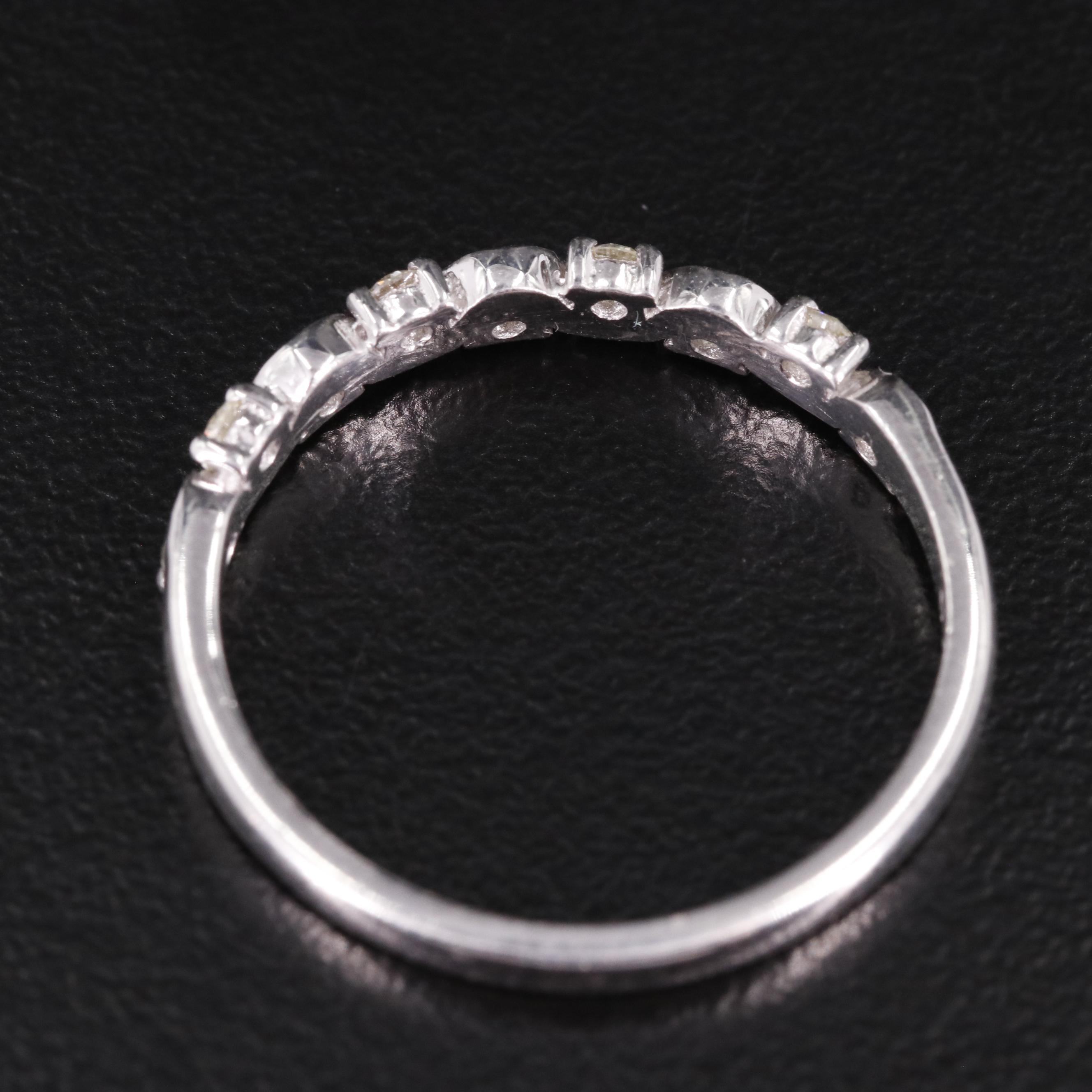 Sterling Diamond Wavy Band